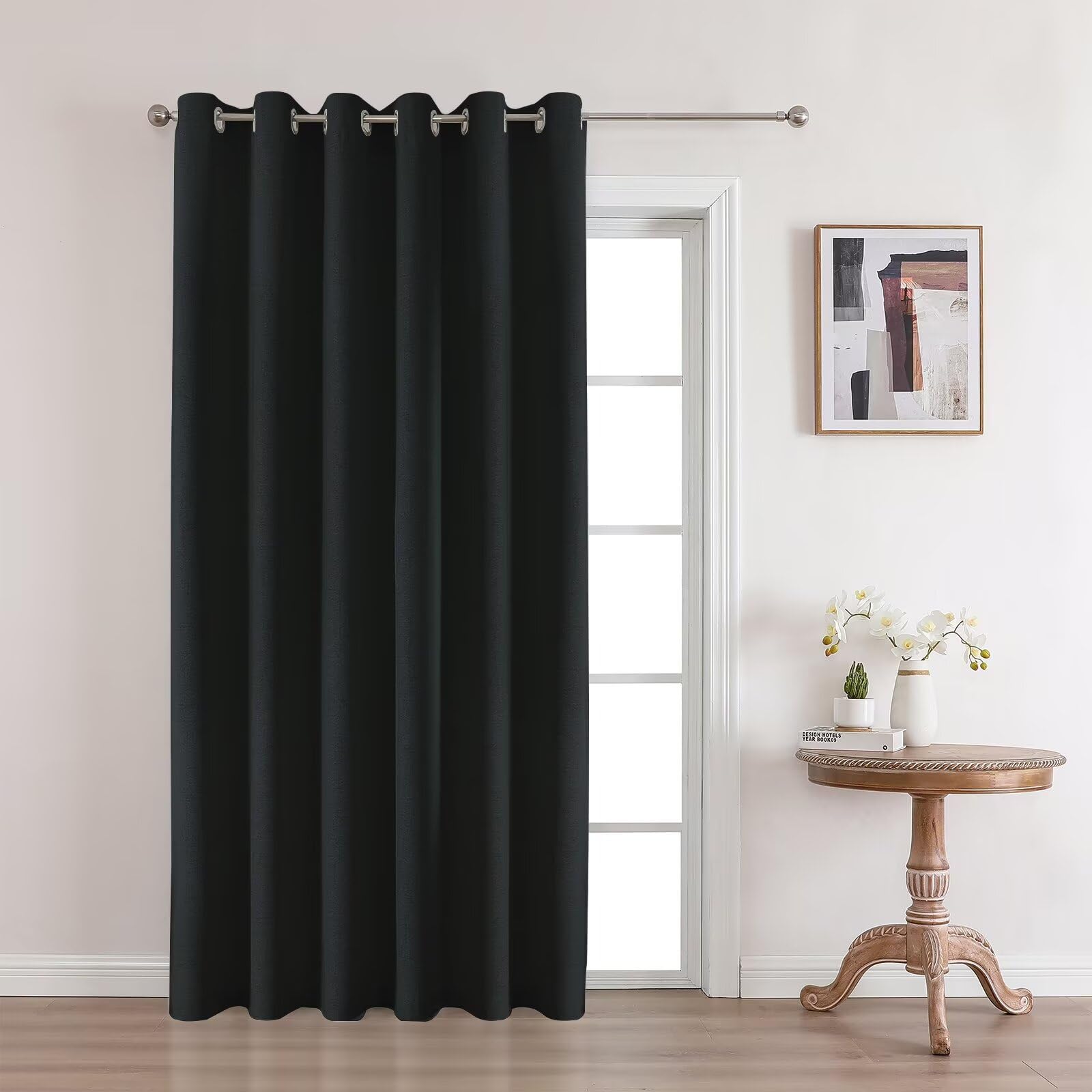 CUCRAF 100% Blackout Window Curtains 84 inches Long 2 Panels Set, Faux Linen Look Thermal Insulated Grommet Drapes, Room Darkening Curtain for Bedroom Living Room(W52 x L84 Inch, Light Khaki)