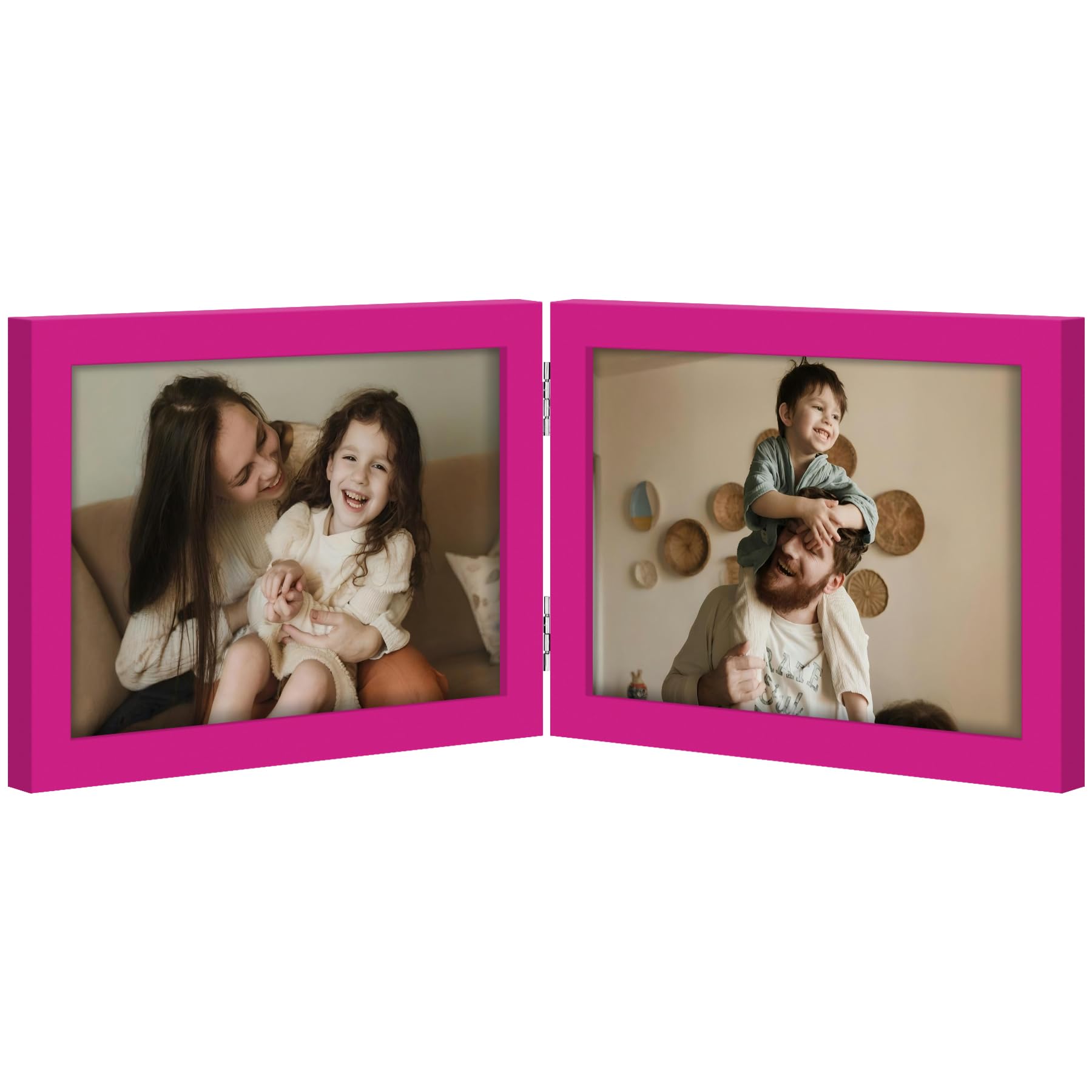 decorUhome Double 4x6 Picture Frame Vertical, Engineered Wood Bifold Photo Frame with Plexiglass for Tabletop Display, 4x6, Black