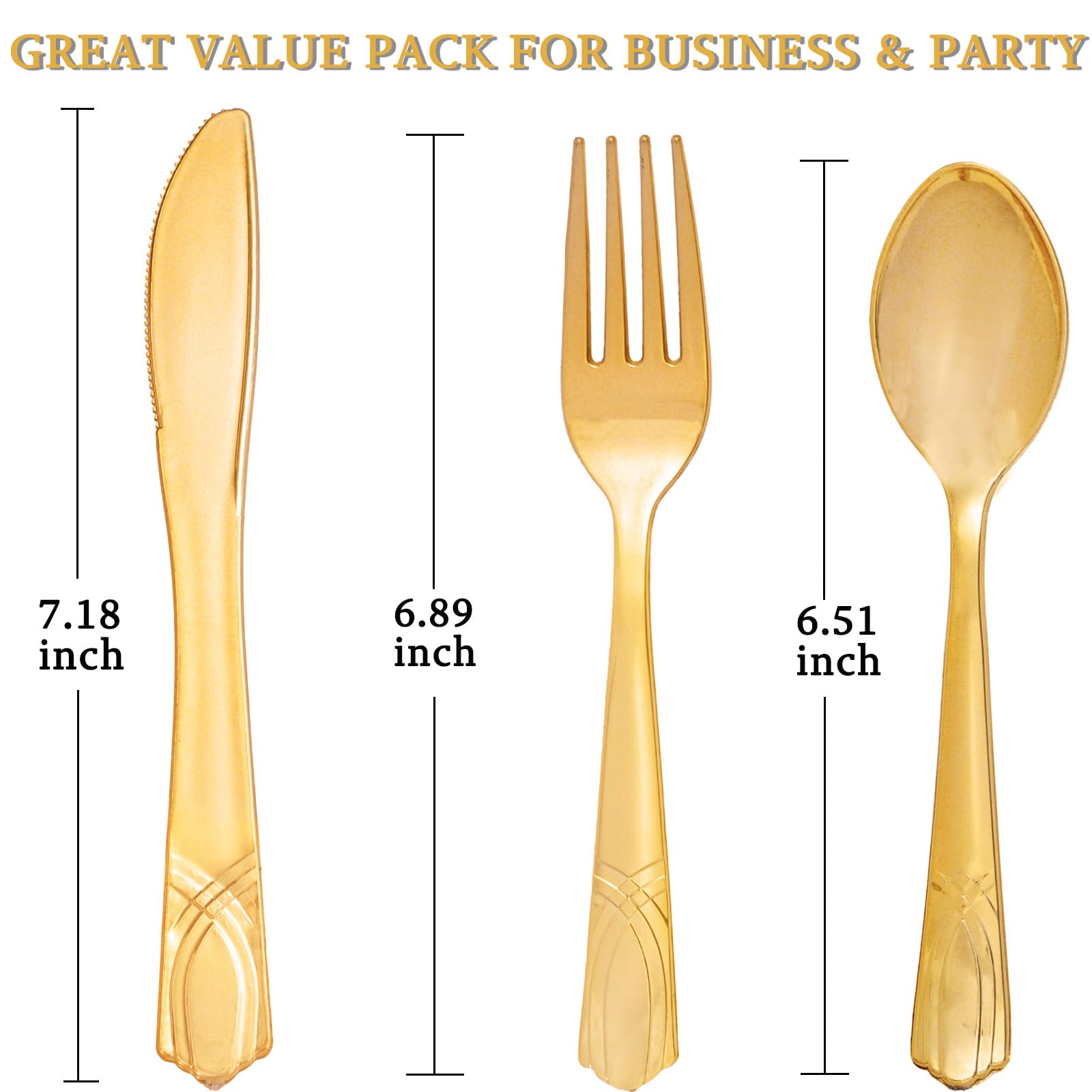DaYammi 100Pcs Gold Plastic Spoons, Disposable Silverware, plastic Cutlery Heavy Duty Disposable Flatware Dinnerware Perfect for Dinner Parties, Gold disposable Spoons for Party Wedding Dinner