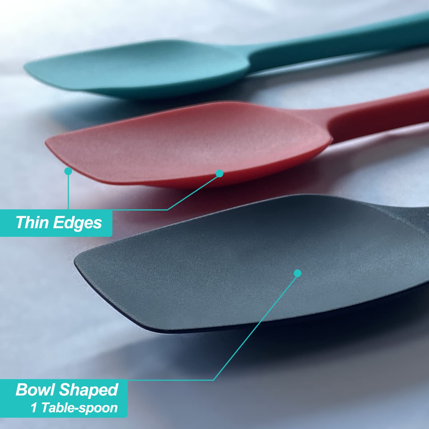 Silicone Spatula Set, High Heat Resistan Rubber Spoon Spatula, Non-Stick Spoonula with Seamless One Piece Design, Flexible Scrapers Baking Mixing Tool,3 Pack, Black