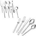 KINGSTONE 40 Piece Hammered Silverware Set and 8 Piece Serving Utensils Set