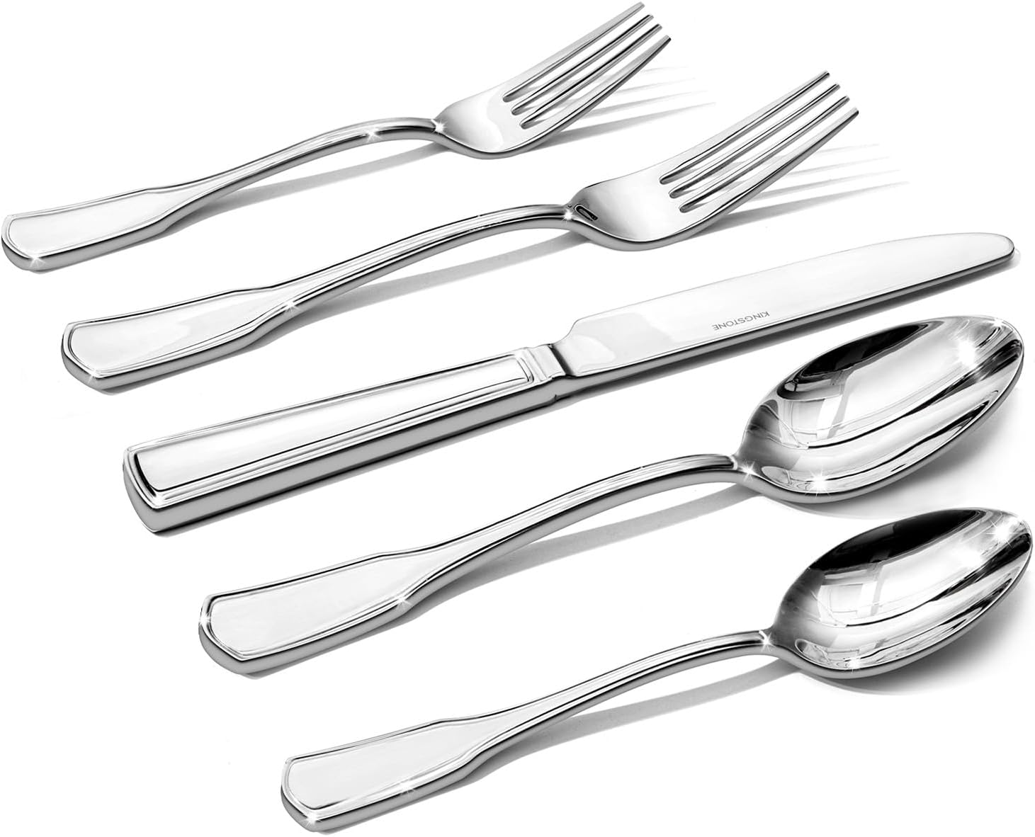 KINGSTONE 20-Piece Silverware Set, 18/10 Stainless Steel Flatware Set for 4, Tableware Cutlery Set, Utensil Sets for Home Restaurant, Mirror Finish, Dishwasher Safe