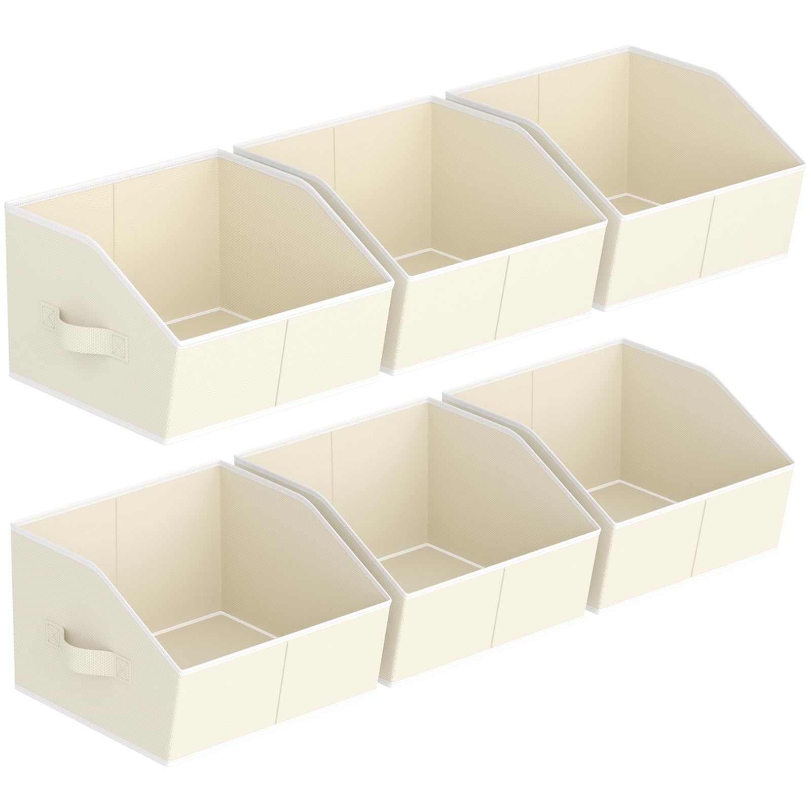 Homsorout Closet Organizers Bins 6 Packs - Large Closet Shelf Organizer with Handles, Fabric Trapezoid Storage Bins, Collapsible Storage Cubes for Clothes, Towels, Light Gray
