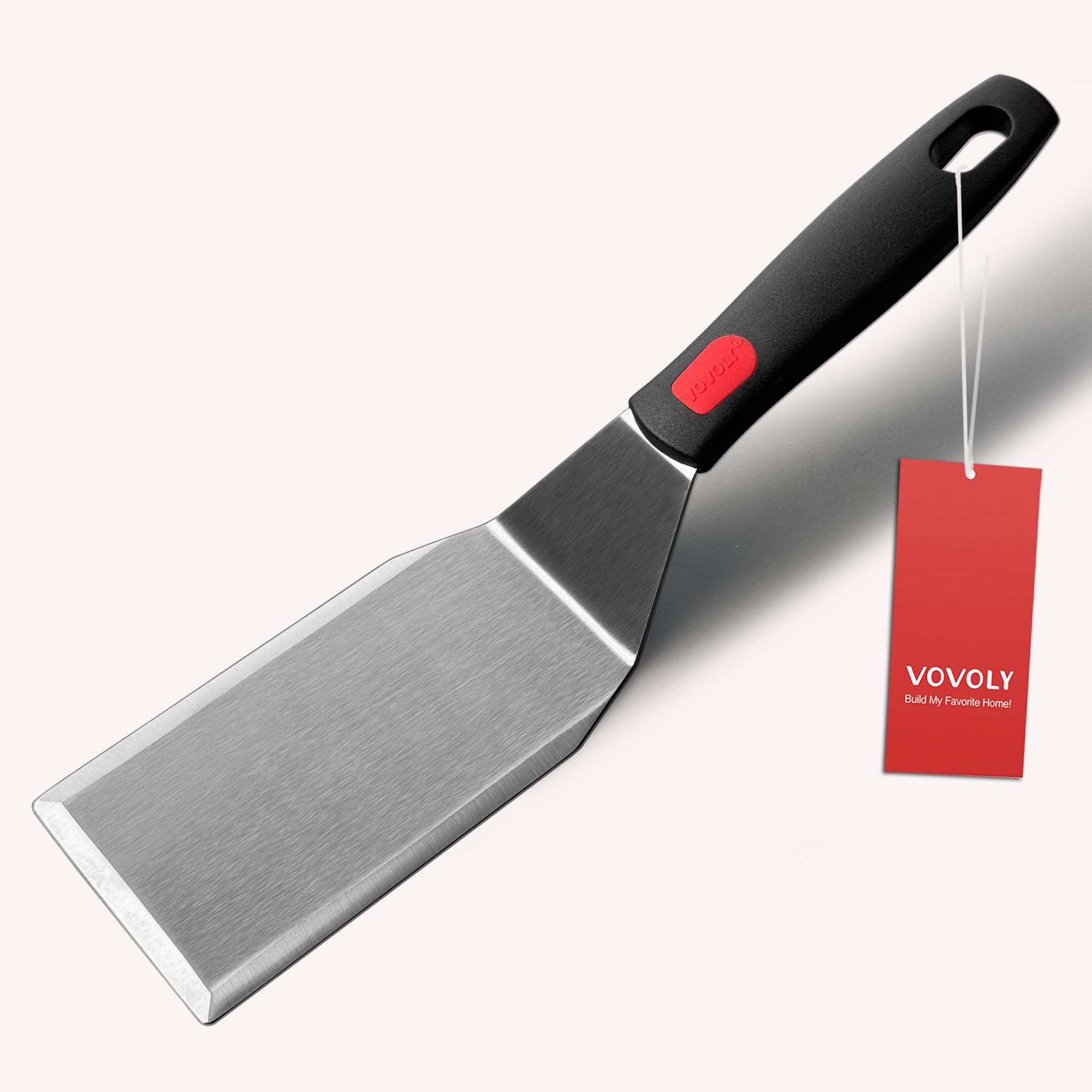 Professional Metal Spatula for Cast Iron Skillets and Flat Top Grills, Full Tang Wooden Handle,1.8mm Thick Stainless Steel Blade, Smash Burger Spatula Turner for Flipper, Cooking, BBQ, 4.7 x 2.7 Inch