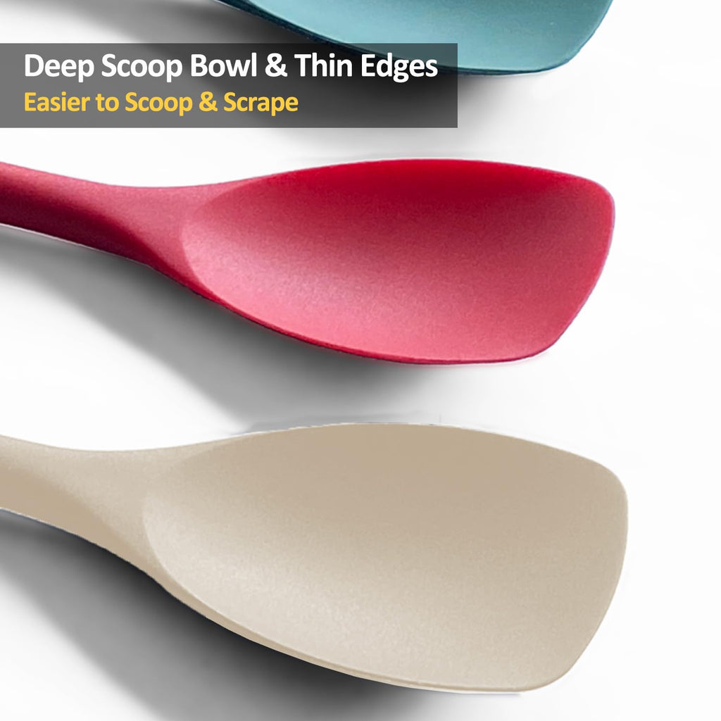 Upgrade Silicone Spatula Spoon Set,VOVOLY Heat Resistant Rubber Spoonula, Seamless Non-Stick Flexible Scrapers for Baking Mixing Tool,3 Pack,