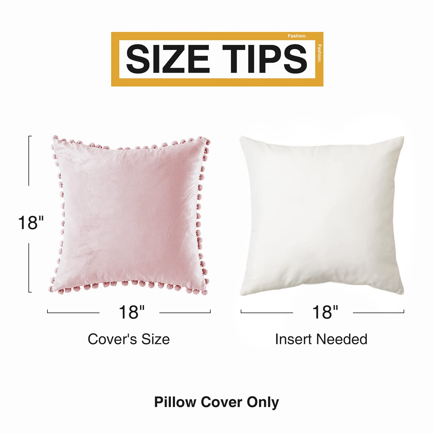 Top Finel Blush Pink Throw Pillow Covers 18x18 Inches for Couch Aesthetic Decorative Sofa Pillow Covers Set of 2 Soft Velvet Cushion Cover Pillow Cases with Pom-poms for Bedroom Livingroom Office Car