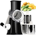 KEOUKE Rotary Cheese Grater Hand Crank Light Blue - Shredder Slicer Grinder 3 Stainless Steel Blades, Stable Suction, Labor-Saving Handle, Safe Kitchen Tool for Cheese, Vegetable, Nuts, Chocolate