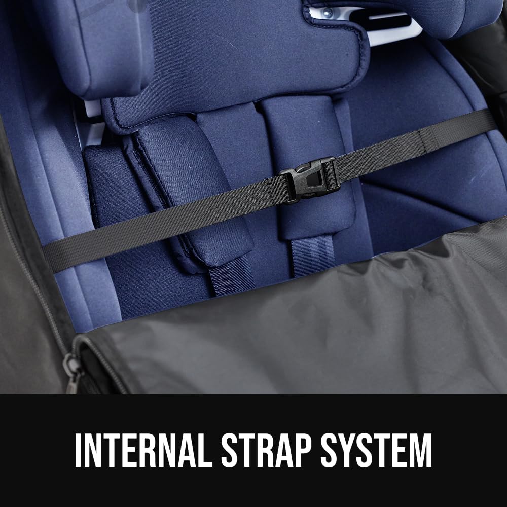 GORILLA GRIP Tear and Water Resistant Padded Car Seat Travel Bag for Airplane and Airport, Universal Fit Baby Carseat Bags, Holds Up to 50lbs, Handle & Shoulder Straps, Air Gate Check Carrier, Black