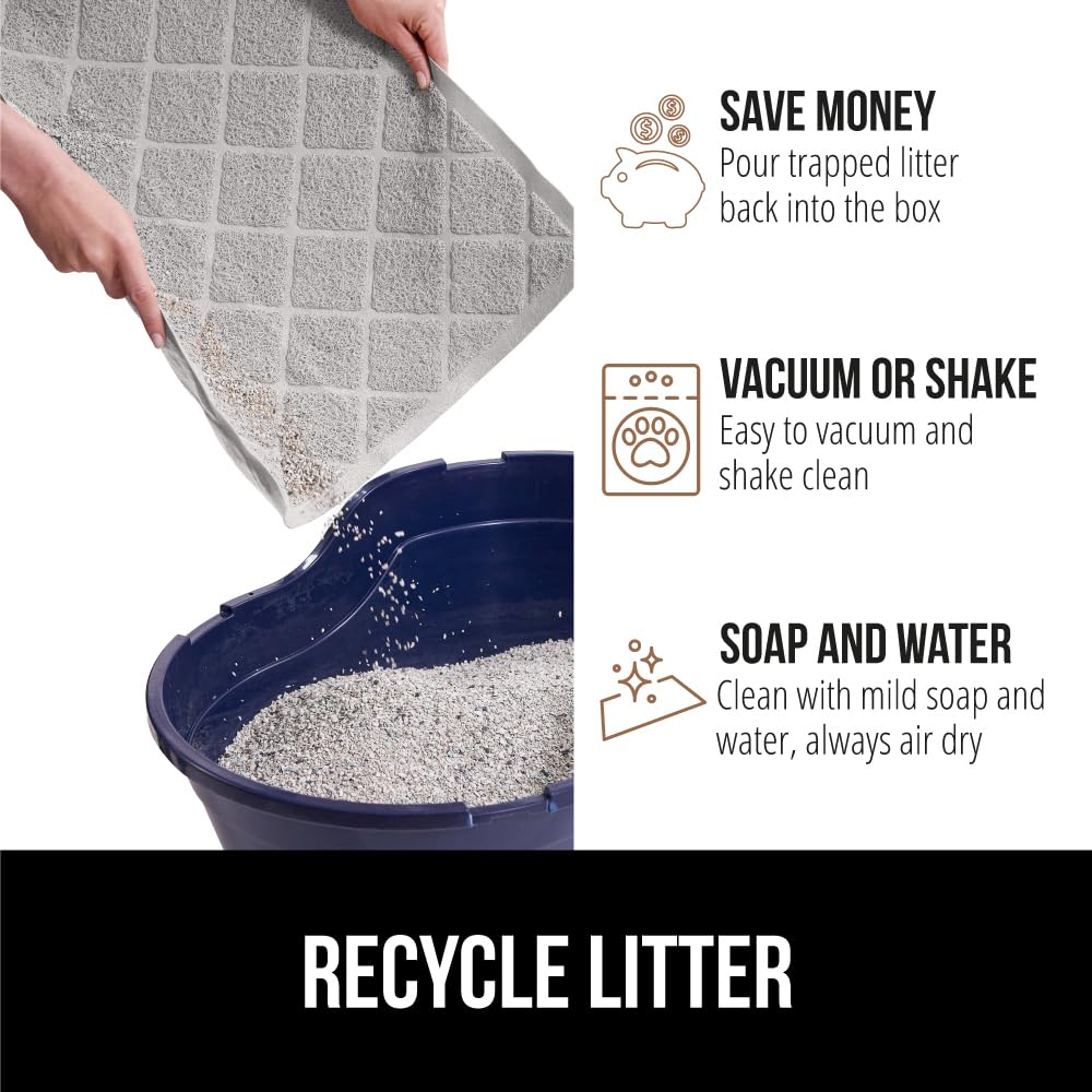 GORILLA GRIP Cat Litter Box Mat, Water Resistant, US Designed Kitty Litter Trapping Mats, Easy to Clean, Scatter Control, Less Mess and Clean Floors, Kitten Supplies for Indoor Cats, 24x17 Grey