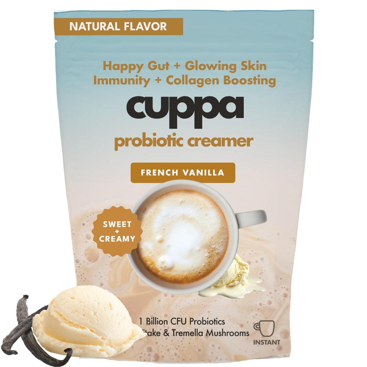 Cuppa Medium Roast Mushroom Coffee with Adaptogens & Superfoods - Lion’s Mane, Ashwagandha & Cordyceps. Adaptogens + MCT to support natural energy, mental focus & gut health (30 Servings)