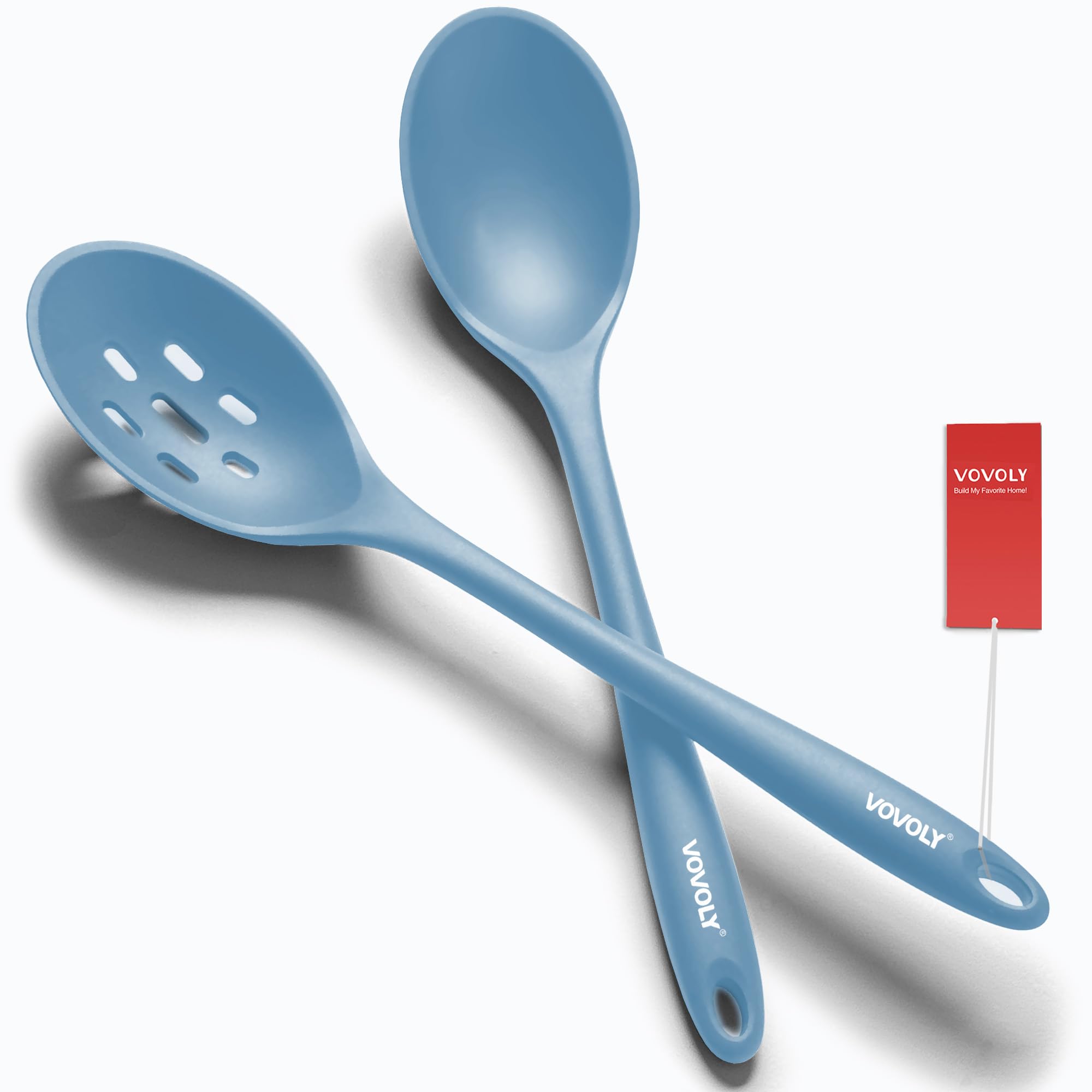 Silicone Spoons for Cooking - Extra Large Kitchen Spoons for Mixing, Serving, & Stirring - 600°F Heat-Resistant Non Stick Utensils Ladle & Skimmer- Dishwasher Safe, Black