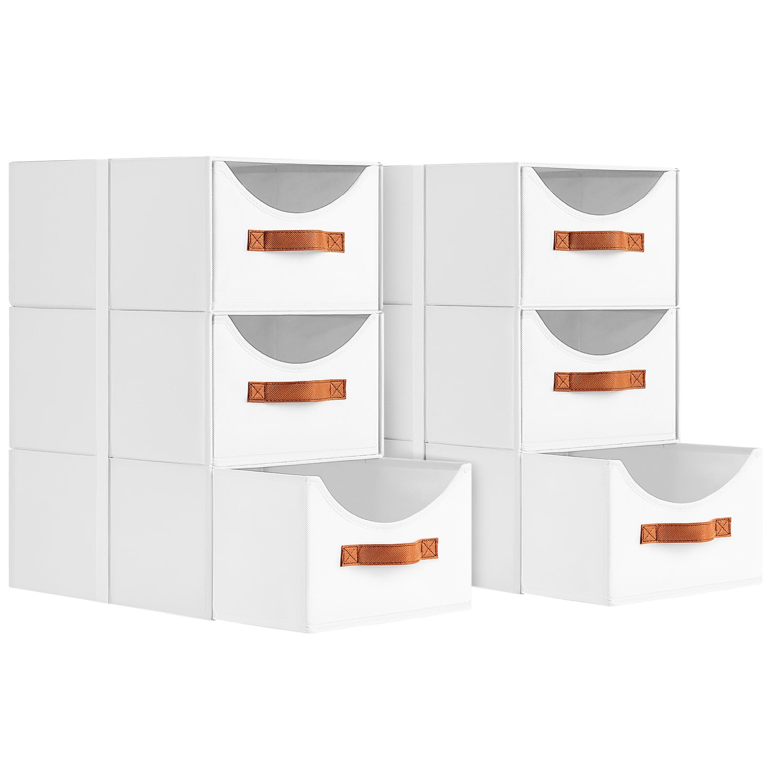 Homsorout Stackable Storage Drawers - Collapsible Storage Bins with Drawers, 4 Pack Closet Shelf Organizer Basket, Fabric Pull Out Organizer for Bedroom, Living Room, Dorm, Beige