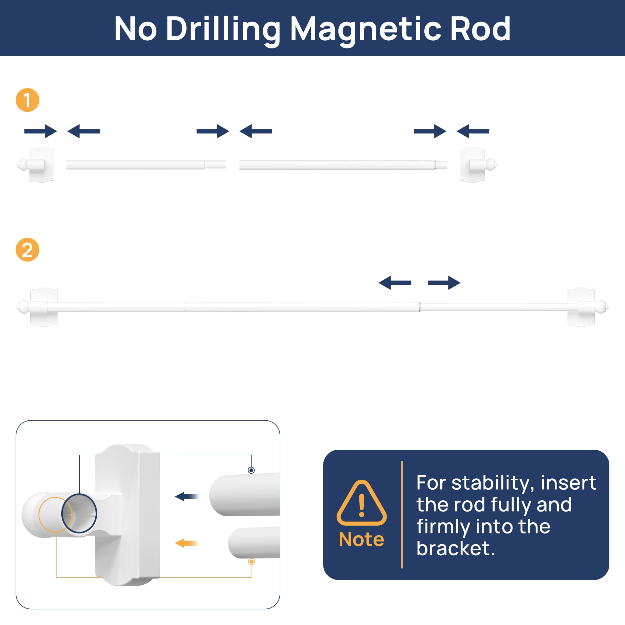 ENJOYBASICS 1 Pack Magnetic Curtain Rod, 16 to 28 Inches Adjustable Strong Magnet Bar for Door, Classroom Whiteboard, and Any Metal Space, No Drill Required, White