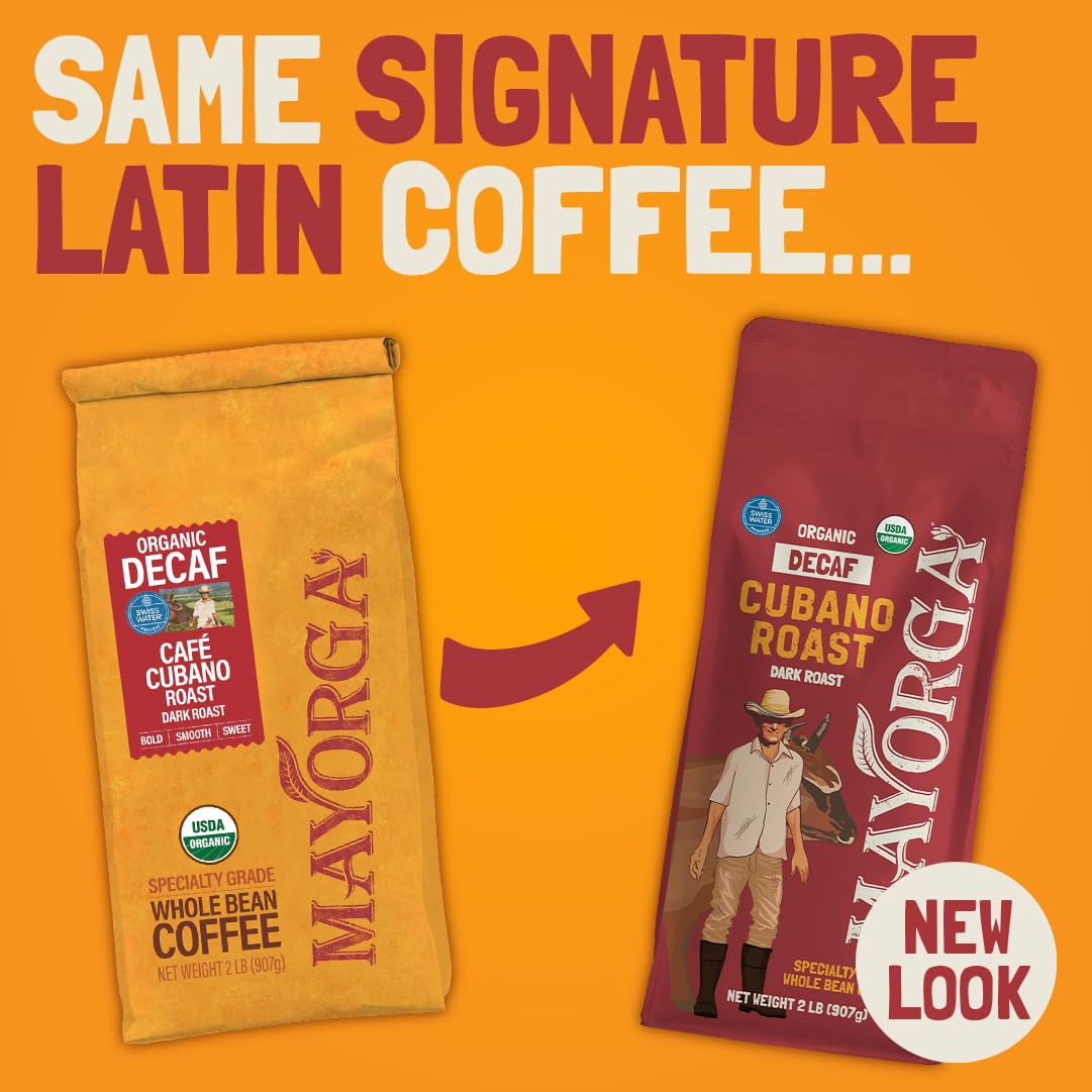 Mayorga Organic Coffee 2lb Cafe Cubano Roast - Dark Roast Whole Bean Specialty Grade Coffee, 100% Arabica, Slow Roasted, Bold and Smooth Flavor with Low Acidity - USDA Organic, Non-GMO, Kosher
