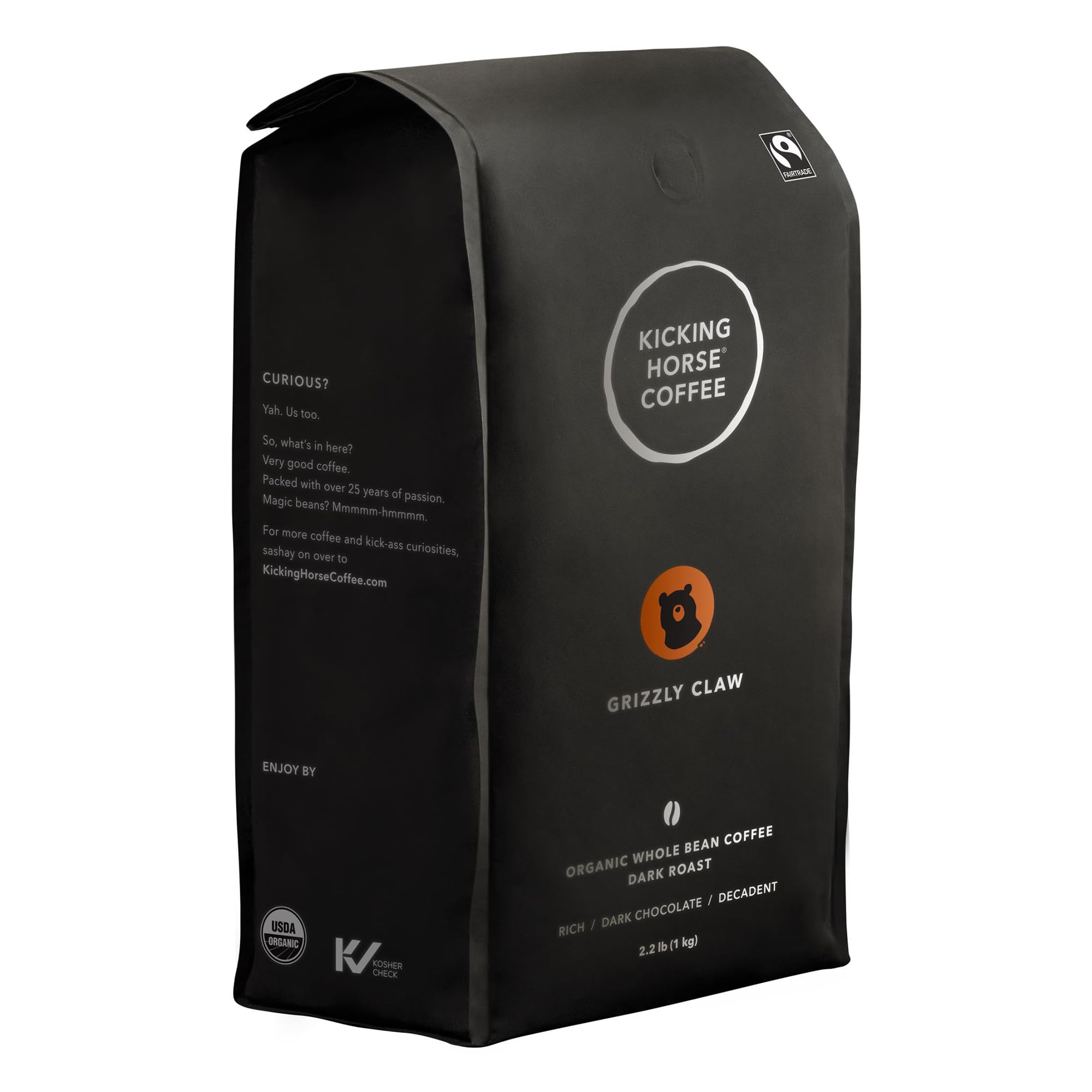 Kicking Horse Coffee, 454 Horse Power, Dark Roast, Whole Bean, 10 oz - Certified Organic, Fairtrade, Kosher Coffee