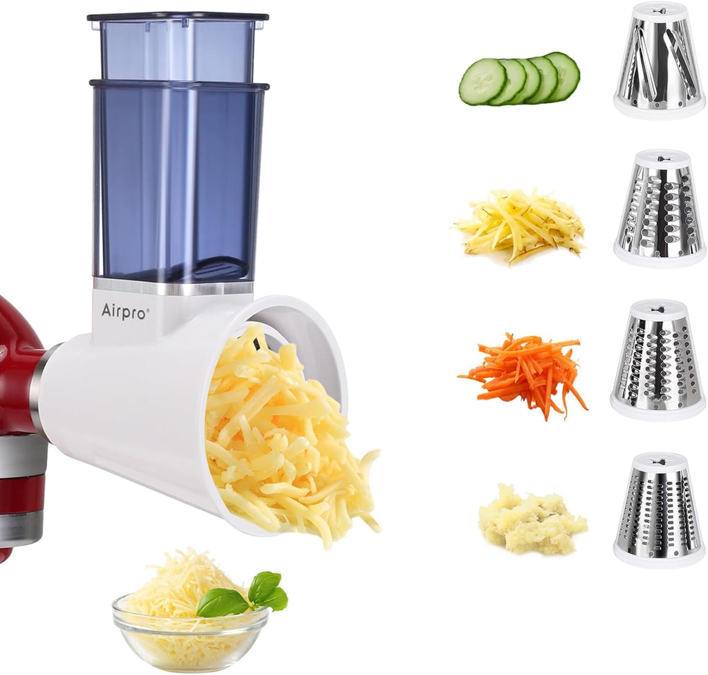 Slicer Shredder Attachment for Kitchenaid Stand Mixer, Salad Machine with Vegetable Slicer, Salad Maker, Food Slicers Cheese Grater Attachments for Kitchenaid Mixer Dishwasher Safe By Airpro,Blue