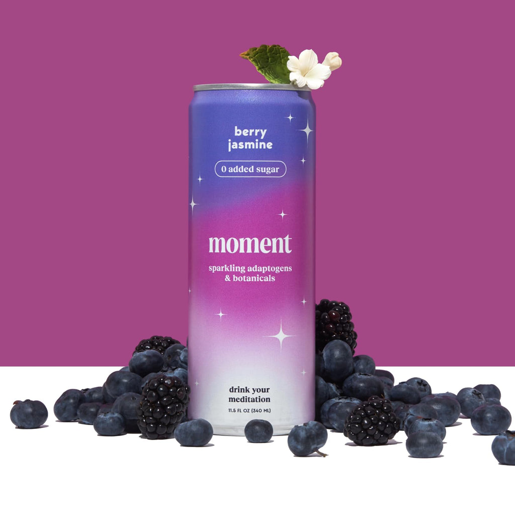 Moment Botanical Soda (Shark Tank) - Calm, Clarity & Relaxation with L-Theanine & Ashwagandha - Non Alcoholic Drinks for Adults - Sparkling Adaptogen Drink - 0 Sugar 0 Caffeine - 12 Pack 11.5 fl oz