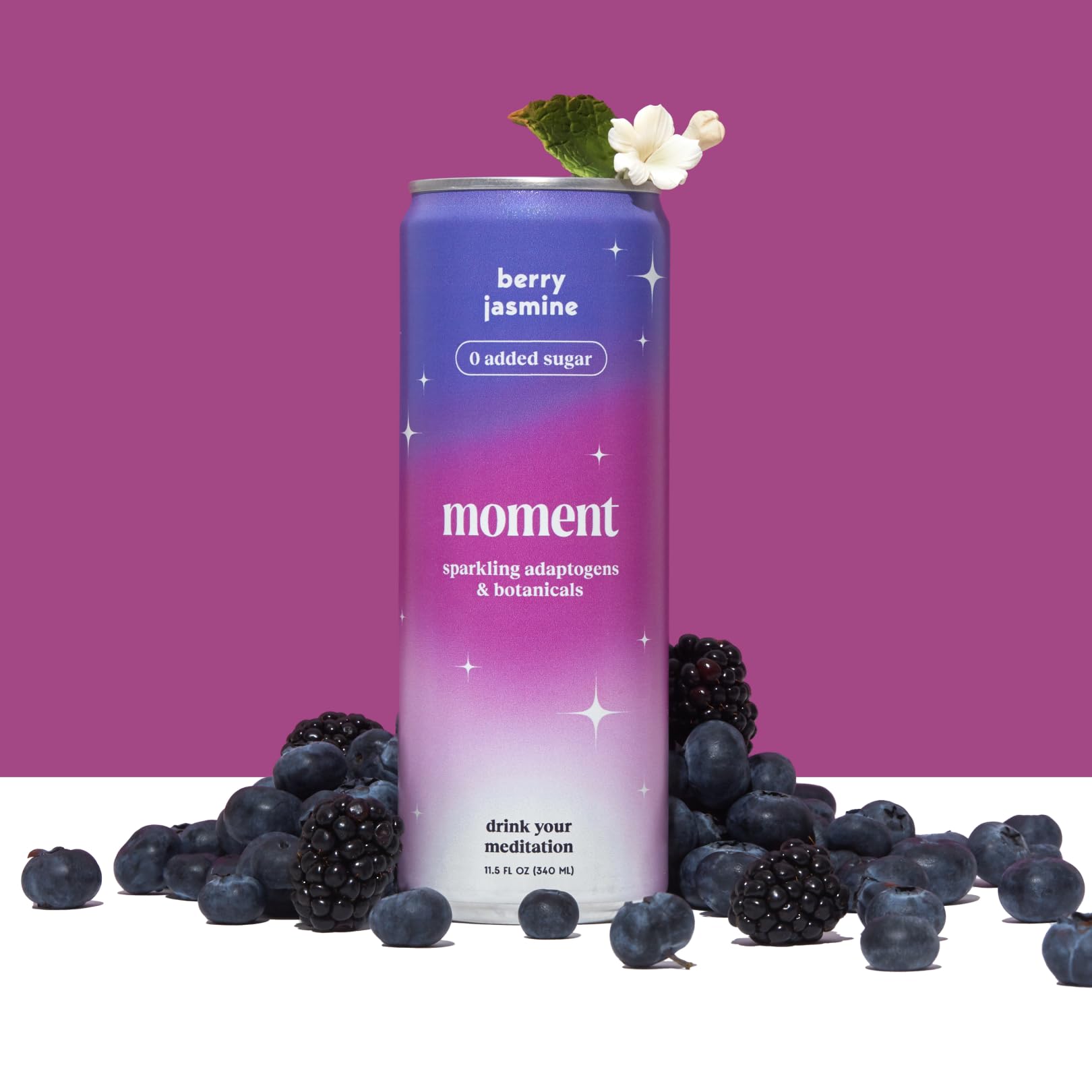 Moment Botanical Soda (Shark Tank) - Calm, Clarity & Relaxation with L-Theanine & Ashwagandha - Non Alcoholic Drinks for Adults - Sparkling Adaptogen Drink - 0 Sugar 0 Caffeine - 12 Pack 11.5 fl oz
