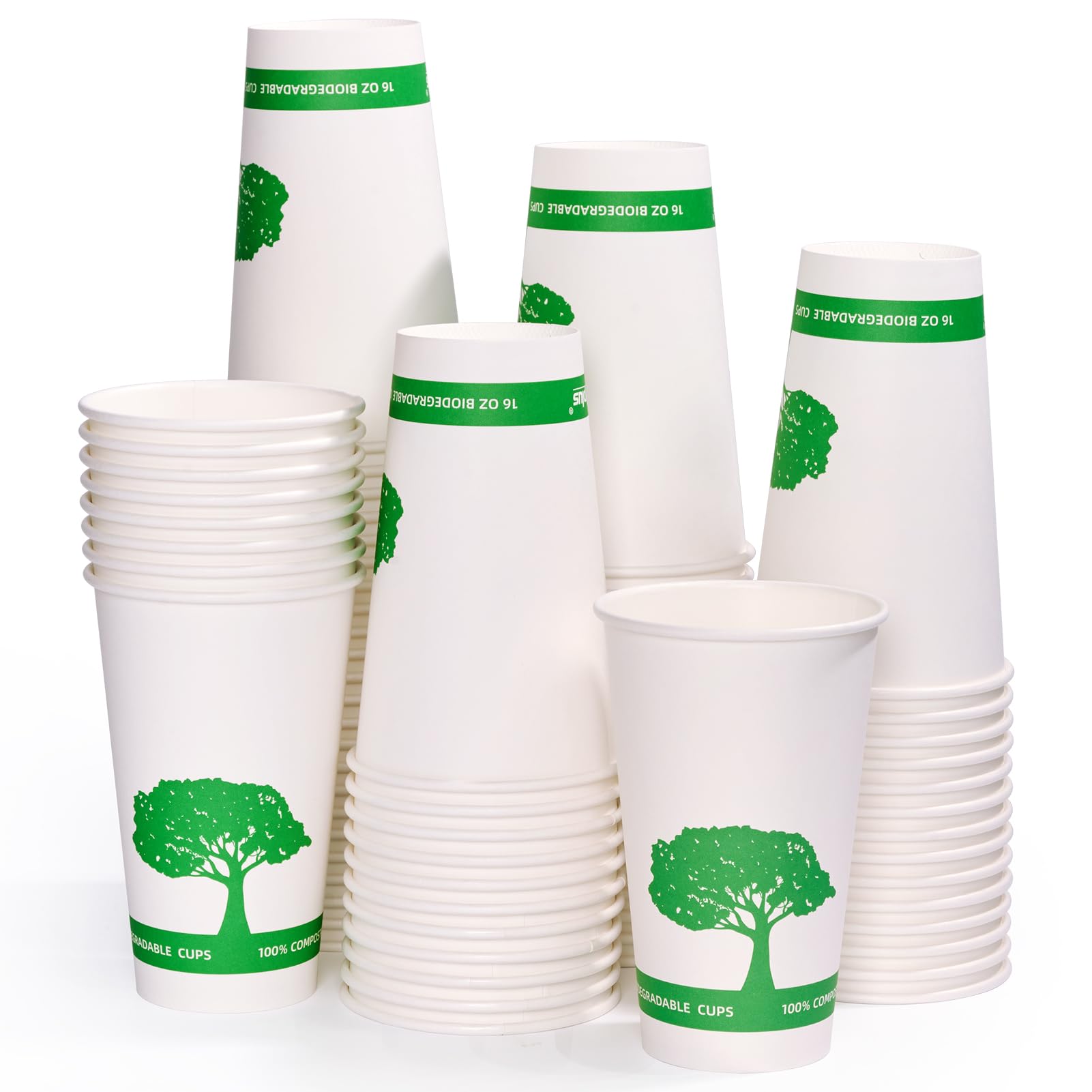 Vplus 400 Pack Compostable Paper Cups, 8 oz Paper Coffee Cups, Biodegradable Disposable Paper Cups, Eco-friendly Hot Drinking Cups for Party, Picnic,and Events