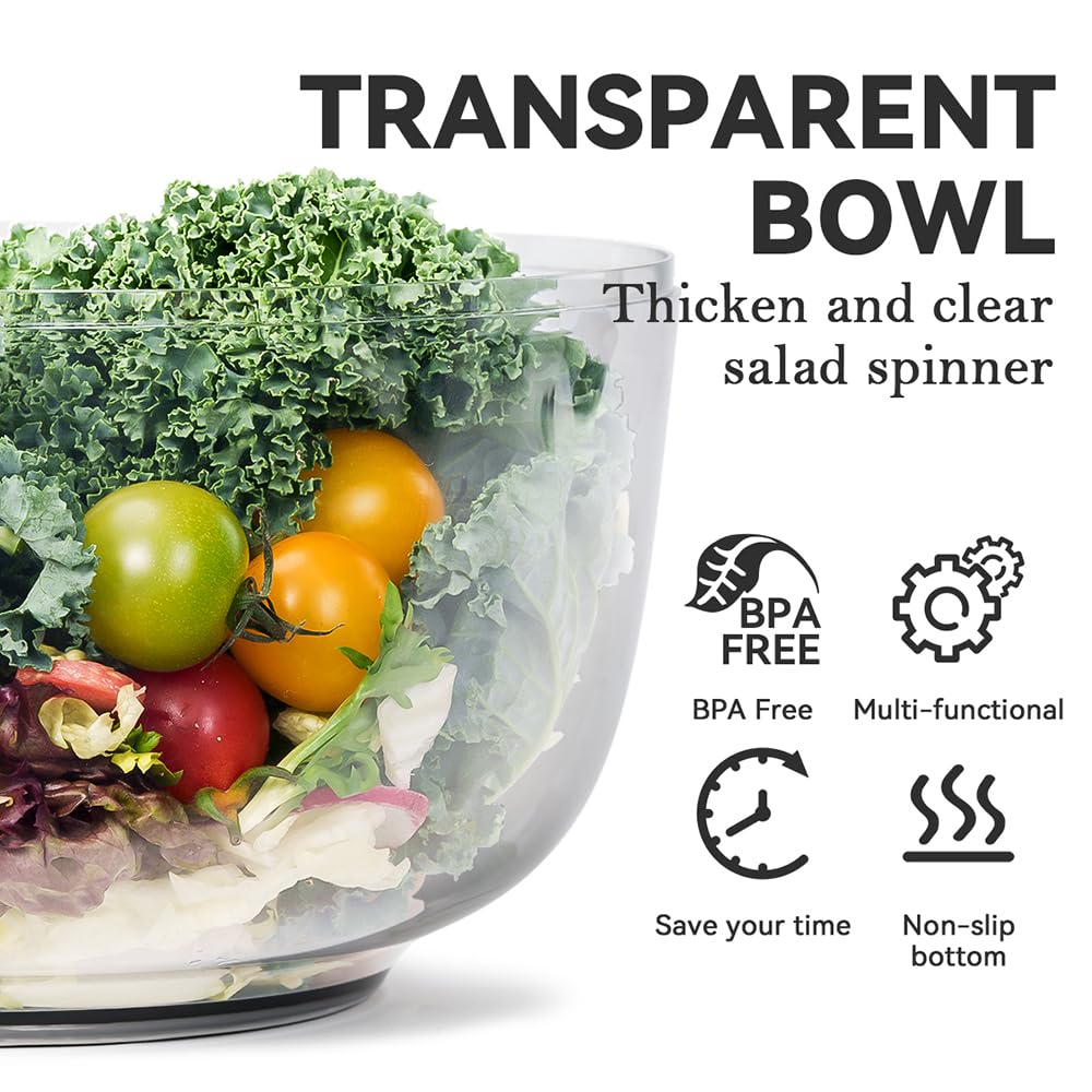 KEOUKE Salad Spinner and Vegetable Chopper Set with 3 Blades, 4.2Qt Large Bowl for Effortless Lettuce Drying, Onion Dicing, and Potato Cutting
