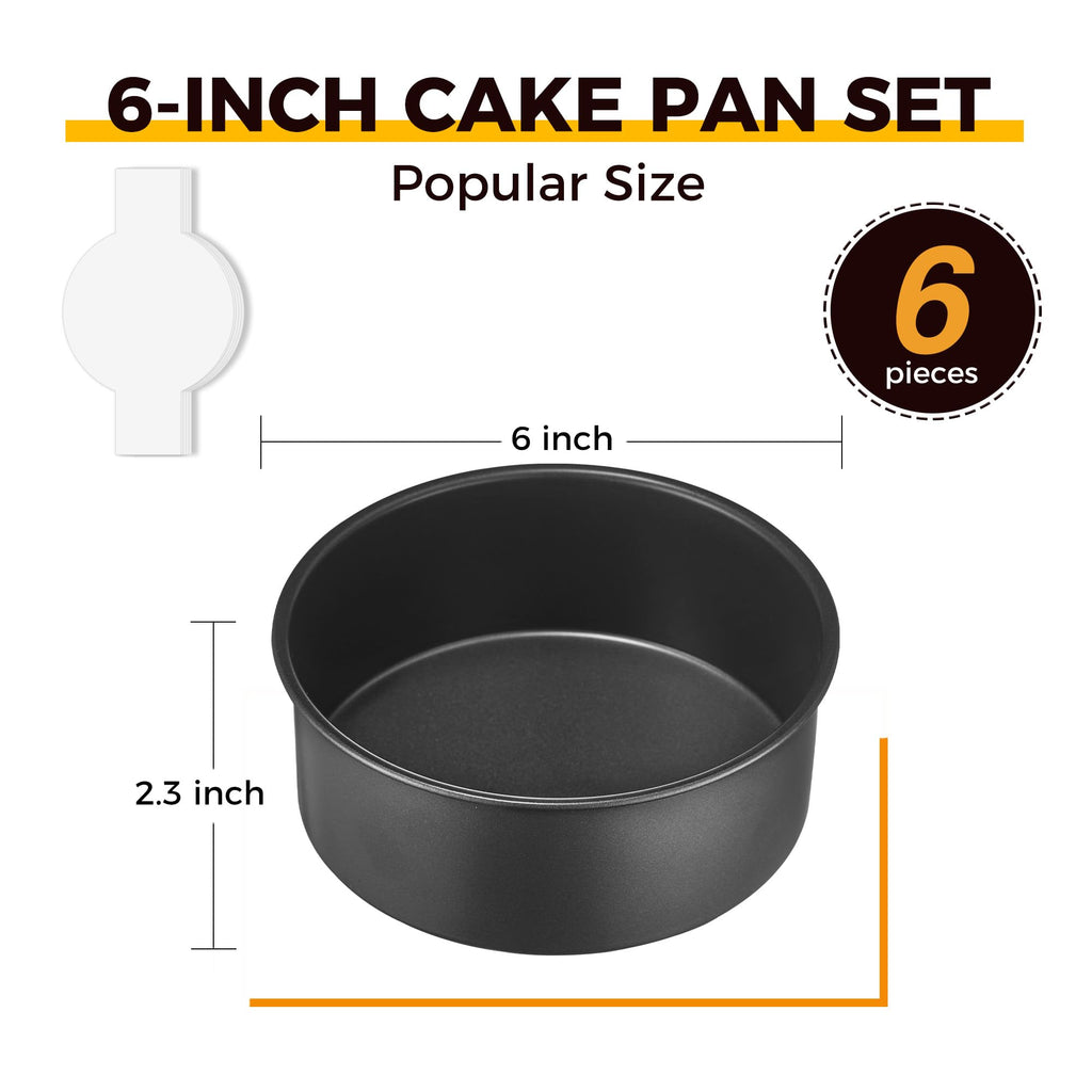 HONGBAKE 8x8 Cake Baking Pan Set, Nonstick Square Brownie Pans with Wider Grips, 2 Pieces, Heavy Duty, Grey