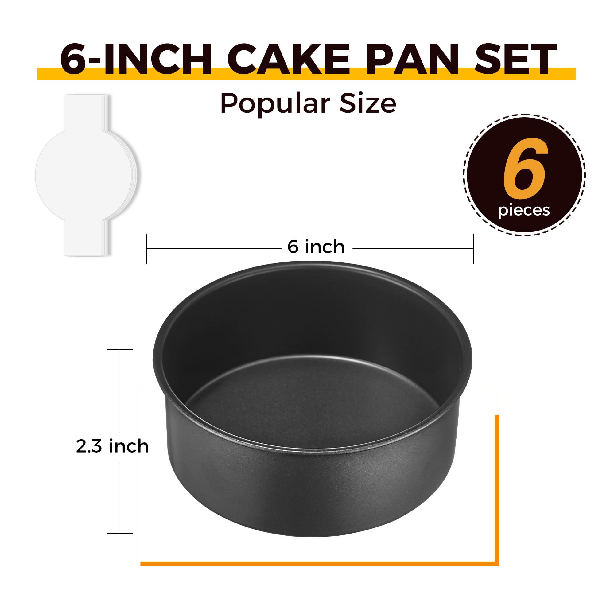 HONGBAKE 8x8 Cake Baking Pan Set, Nonstick Square Brownie Pans with Wider Grips, 2 Pieces, Heavy Duty, Grey