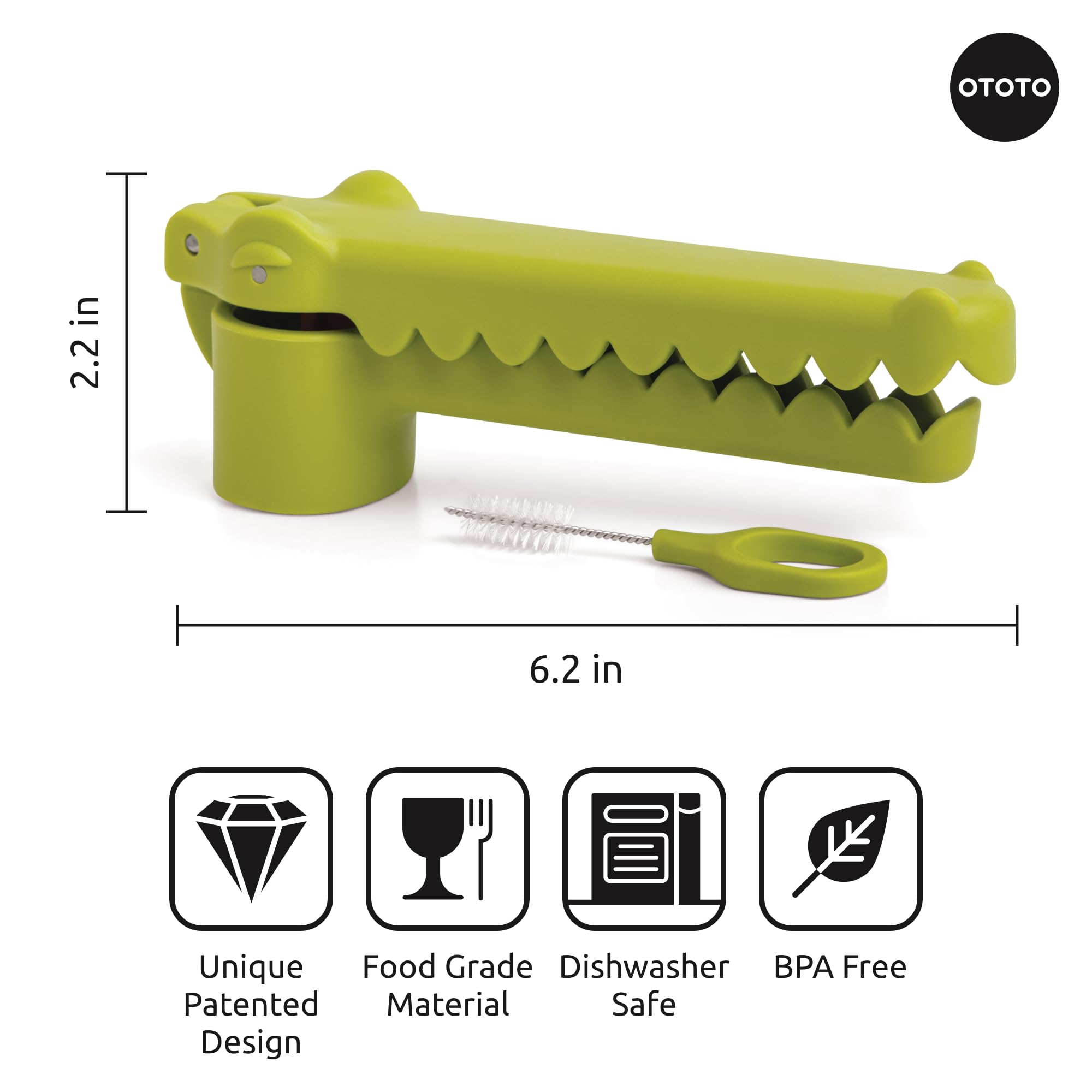 OTOTO Gracula Garlic Crusher, Garlic Mincer, Also for Ginger, Nuts, Chili, Herbs - Twist Top Mincer & Easy Squeeze Manual Press Peeler, Goth Gifts