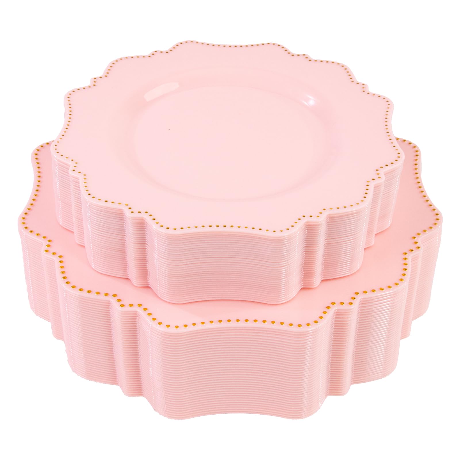 COLOSUS 60PCS White Plastic Plates for 30 guests-Fancy Plastic Beaded Plates,Plastic Plates for Party, Elegant White plates,Include 30 PCS 10.5" Dinner plates & 30PCS 8.25" Dessert plates for easter