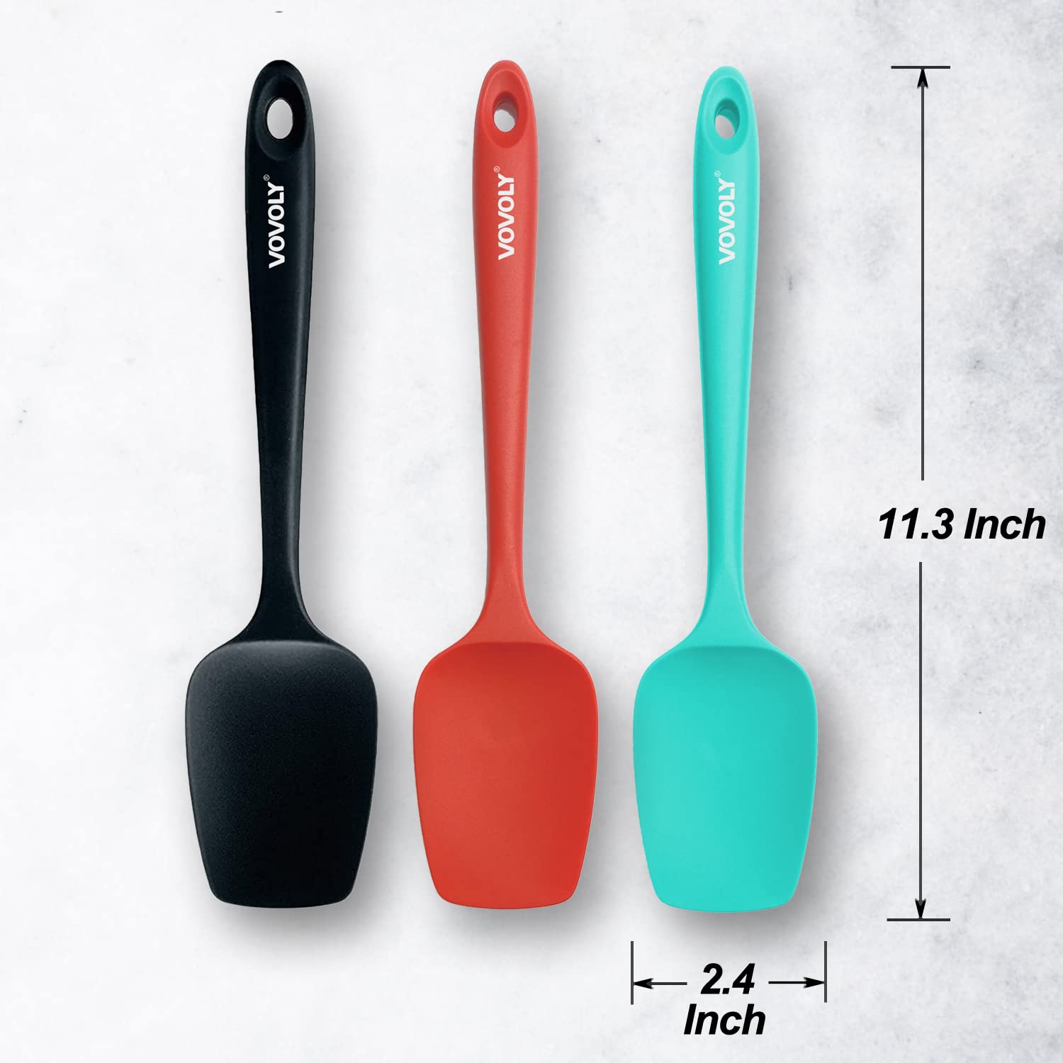 Silicone Spatula Set, High Heat Resistan Rubber Spoon Spatula, Non-Stick Spoonula with Seamless One Piece Design, Flexible Scrapers Baking Mixing Tool,3 Pack, Black