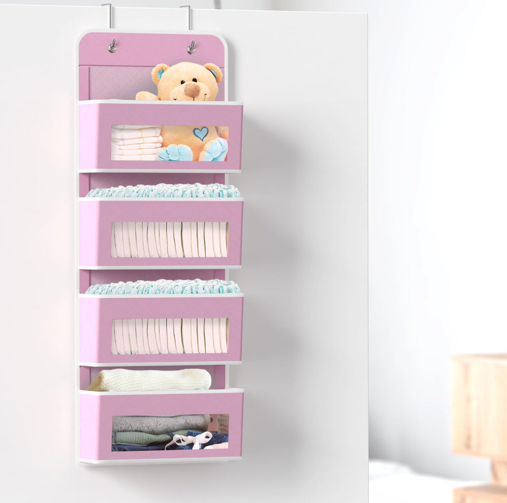 Simple Houseware 6 Clear Window Pocket Over Closet Door Storage Hanging Organizer for Bedroom, Bathroom, Pantry, Beige