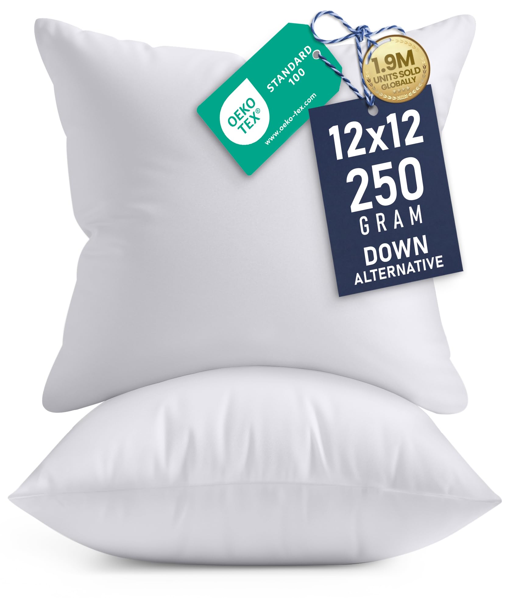 Utopia Bedding 18x18 Pillow Inserts, Set of 2, White – Indoor Decorative Throw Pillows for Bed, Sofa & Couch – Soft, Supportive & Fluffy Cushion Inserts
