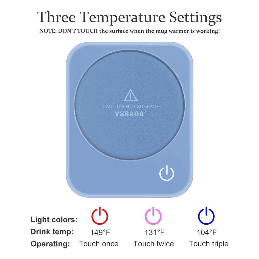 VOBAGA Coffee Mug Warmer for Desk with Auto Shut Off & 3-Temp Settings, Coffee Cup Warmer with Smart Safety Alert Home Office Accessory, Perfect for Coffee, Tea, Milk (Mug for Display)