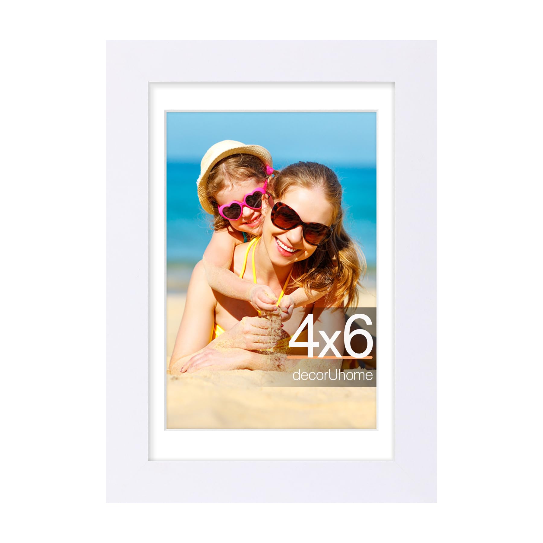 decorUhome 8x10 Picture Frame, Display Pictures 5x7 with Mat or 8x10 without Mat, Wall & Tabletop Display Photo Frame, Black, 1 Pack
