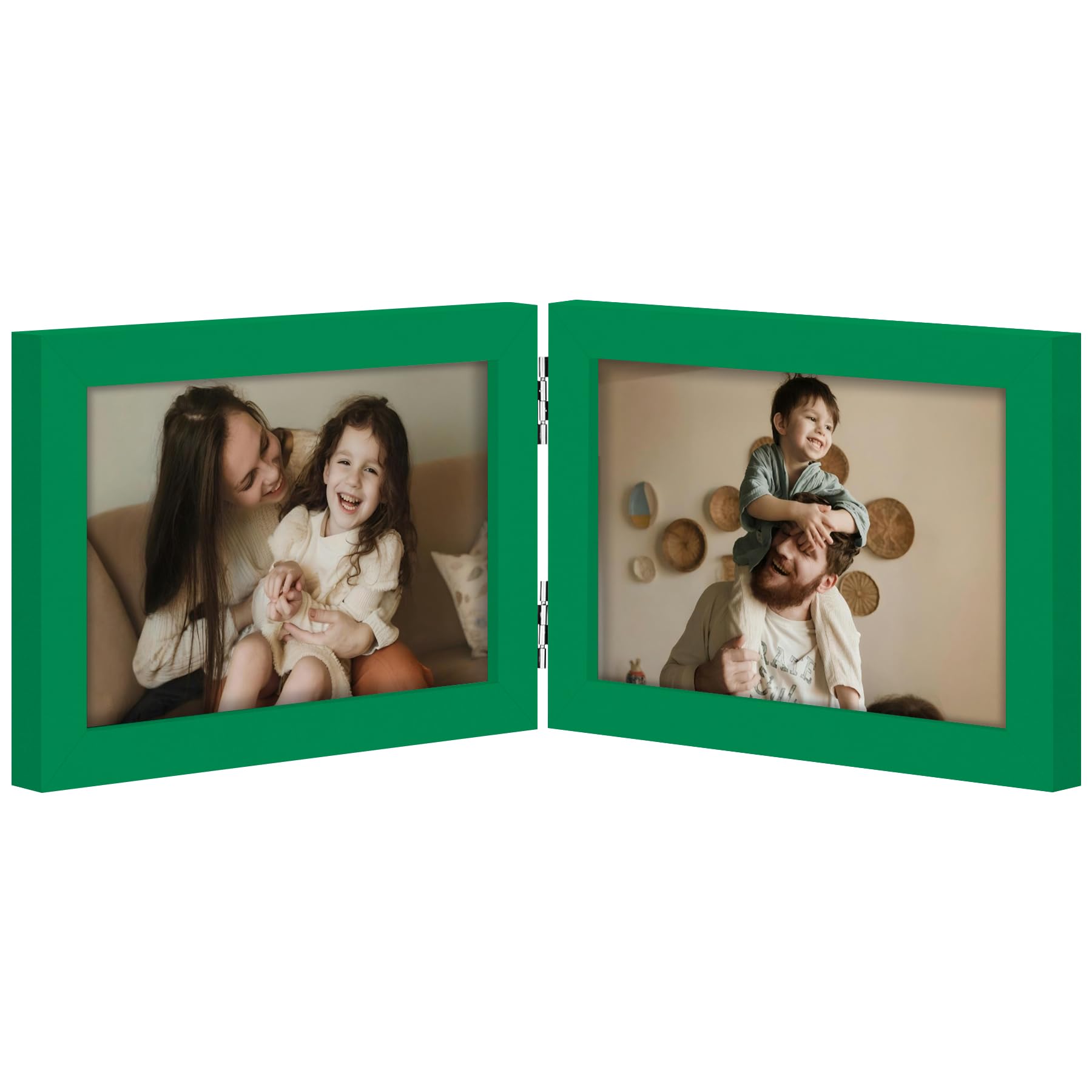 decorUhome Double 4x6 Picture Frame Vertical, Engineered Wood Bifold Photo Frame with Plexiglass for Tabletop Display, 4x6, Black