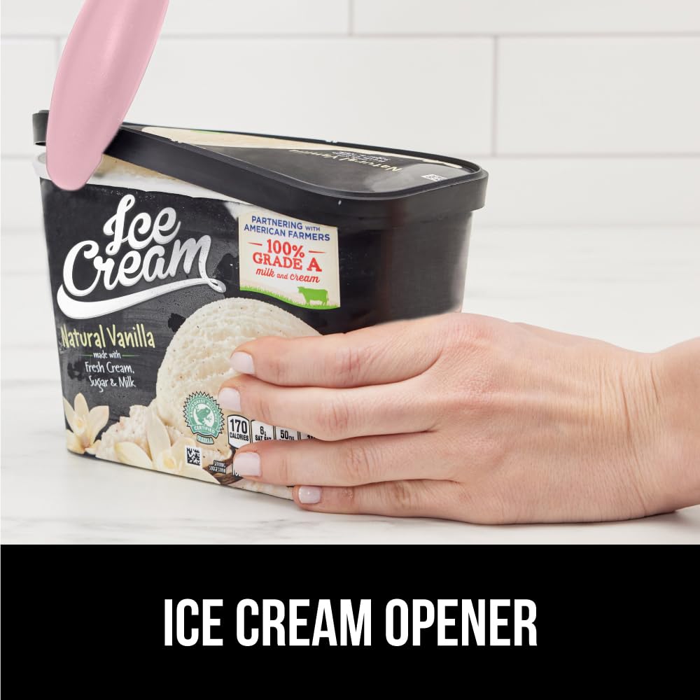 GORILLA GRIP BPA-Free Heavy Duty Ice Cream Scoop, Comfortable Ergonomic Handle, Professional Grade Scooper for Perfect Round Scoops, Spoon Frozen Hard Gelato, Sorbet, Cookie Dough, Kitchen Tool, Black