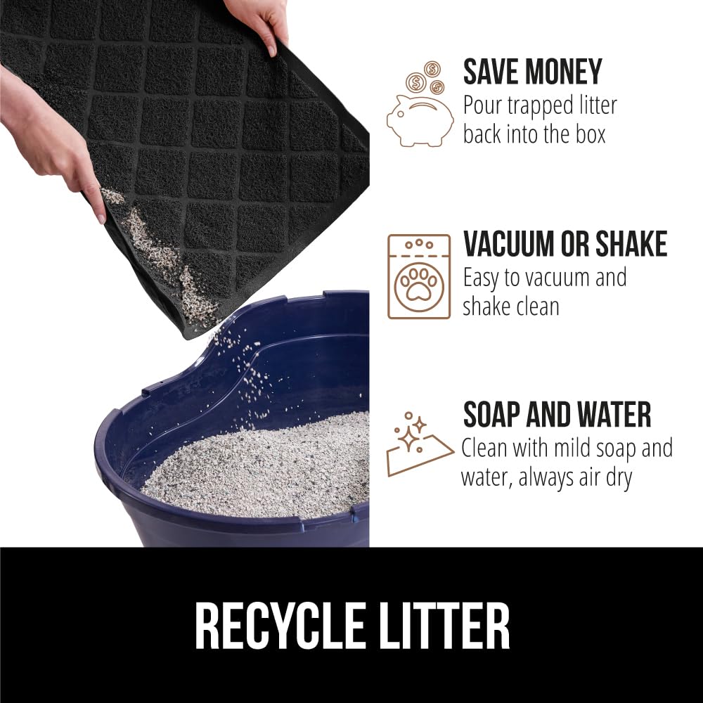 GORILLA GRIP Cat Litter Box Mat, Water Resistant, US Designed Kitty Litter Trapping Mats, Easy to Clean, Scatter Control, Less Mess and Clean Floors, Kitten Supplies for Indoor Cats, 24x17 Grey