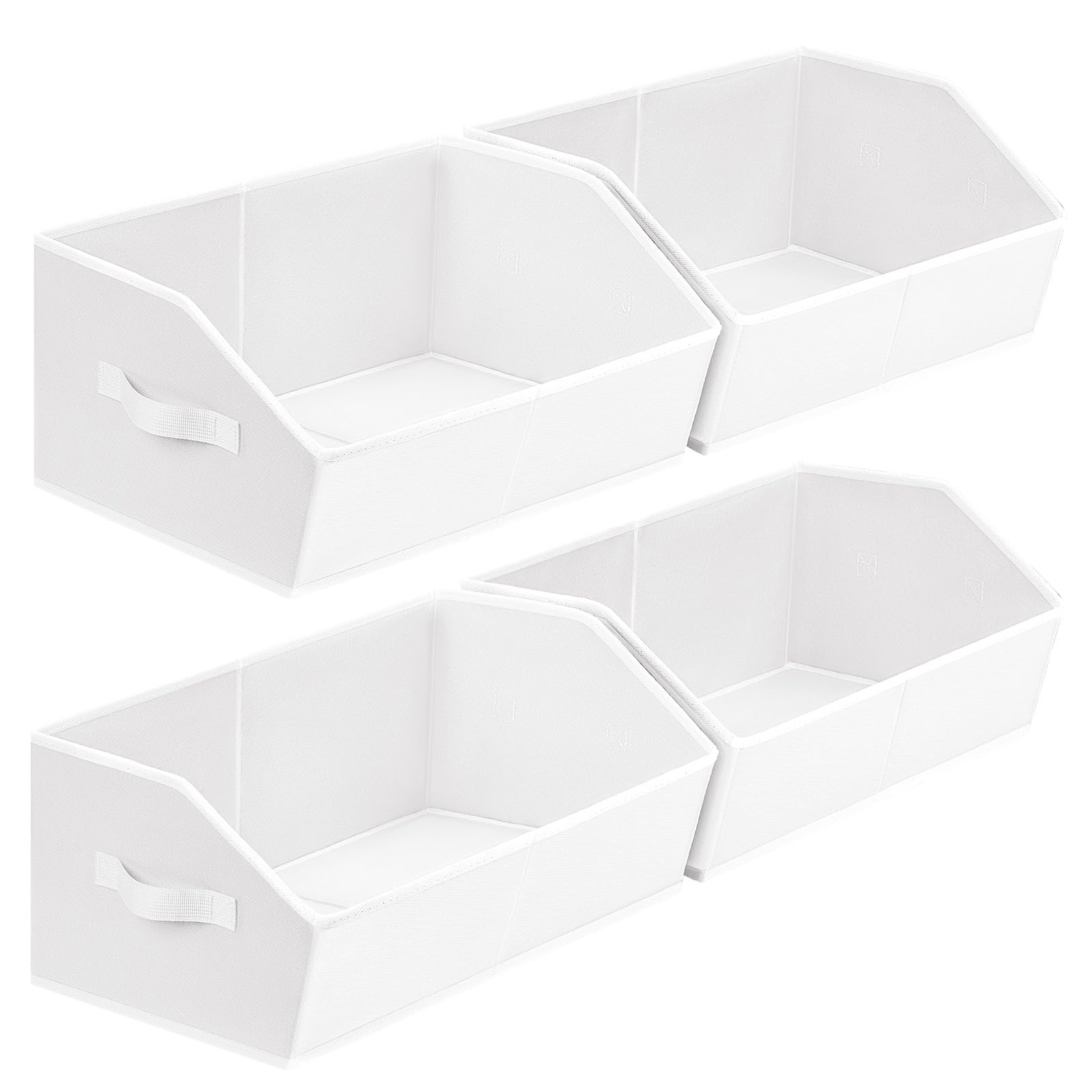 Homsorout Closet Organizers Bins 6 Packs - Large Closet Shelf Organizer with Handles, Fabric Trapezoid Storage Bins, Collapsible Storage Cubes for Clothes, Towels, Light Gray