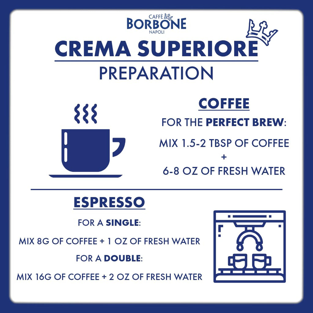 Caffè Borbone Crema Superiore Whole Bean Coffee, Arabica and Robusta Blend, Medium Roast, 2.2 lb Bag (Pack of 1)