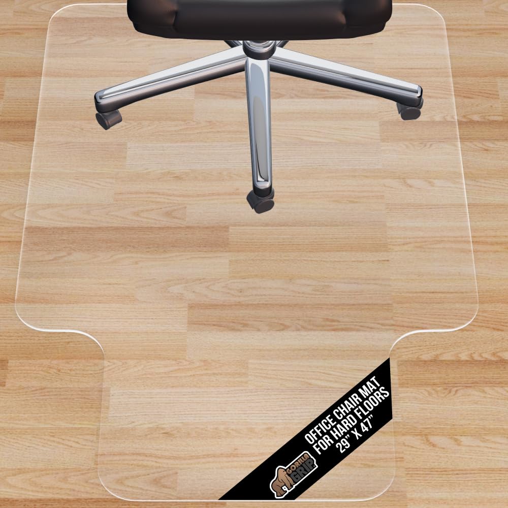 GORILLA GRIP Slip Resistant Clear Office Chair Mat for Carpet Floors, 36x48 Smooth Rolling Glide Under Desk, Heavy Duty Plastic Computer Mats and Carpeted Floor Protector, Work and Gaming Chairs