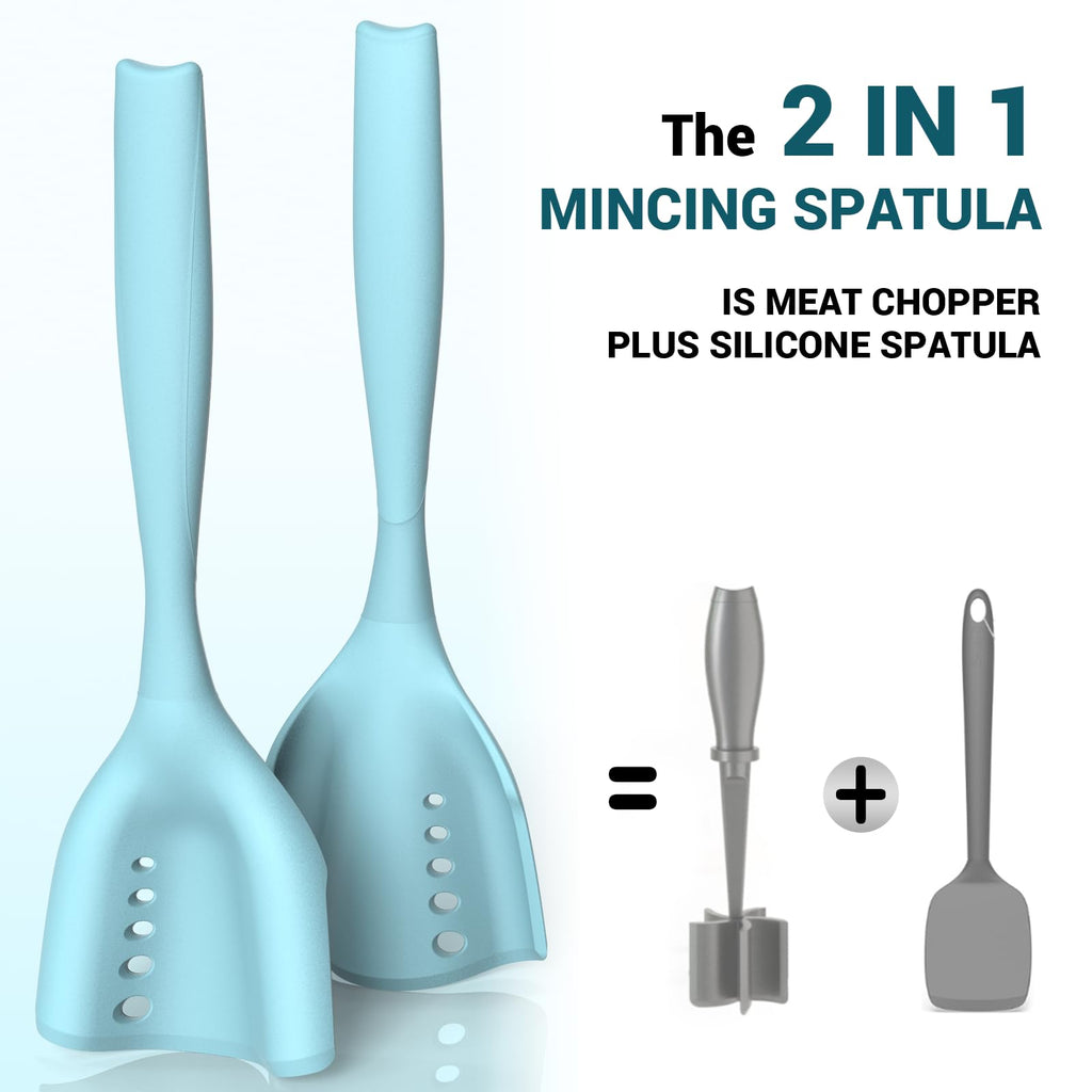 Mincing Spatula Meat Chopper, Hamburger Grinder, Premium Heat Resistant Smasher for Ground Beef, Potato Mix Tool, Meat & Poultry Tenderizers-Black