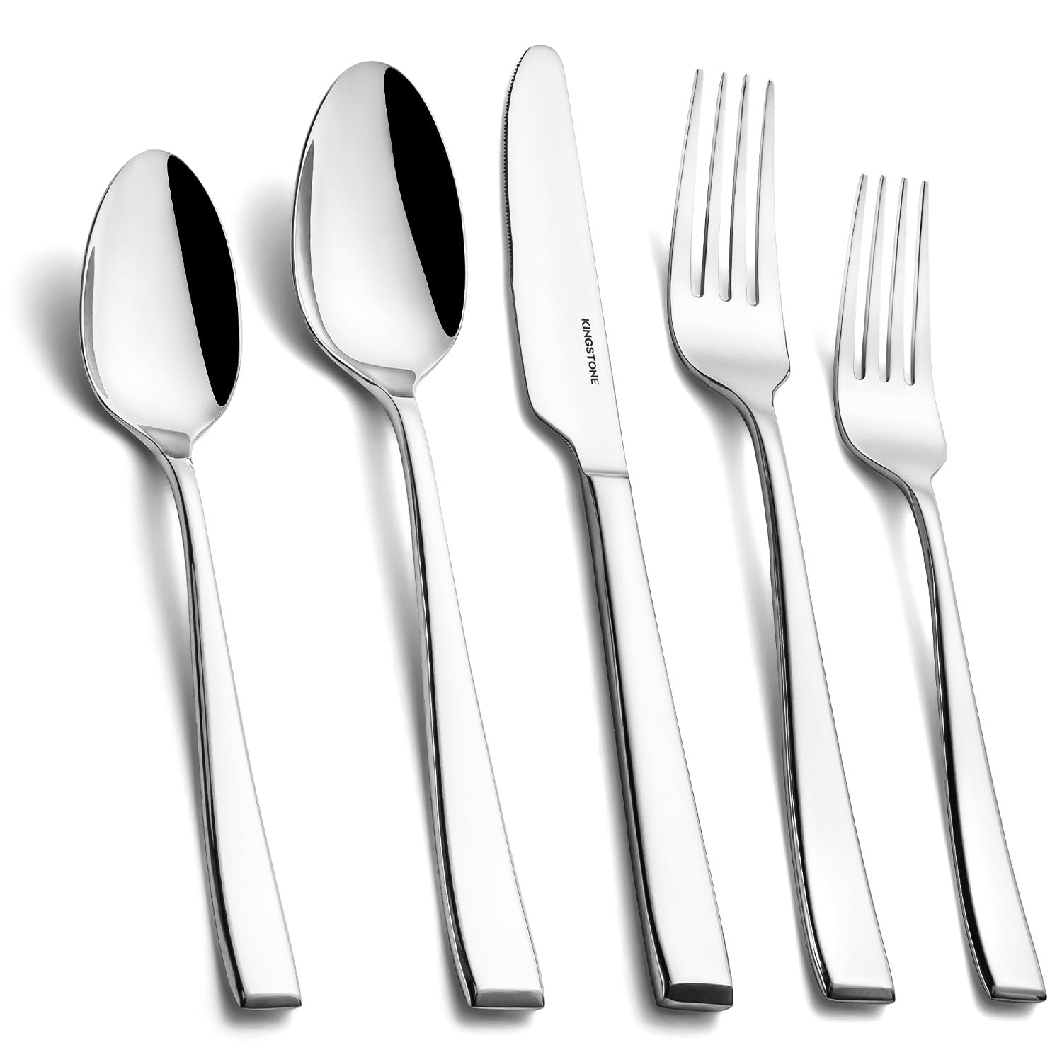 KINGSTONE Mirror Polish Silverware Set for 8, 40-Piece 18/10 Stainless Steel Flatware Set, Dishwasher Safe Cutlery Set for Wedding, Home, Restaurant, Knives Spoons and Forks Set