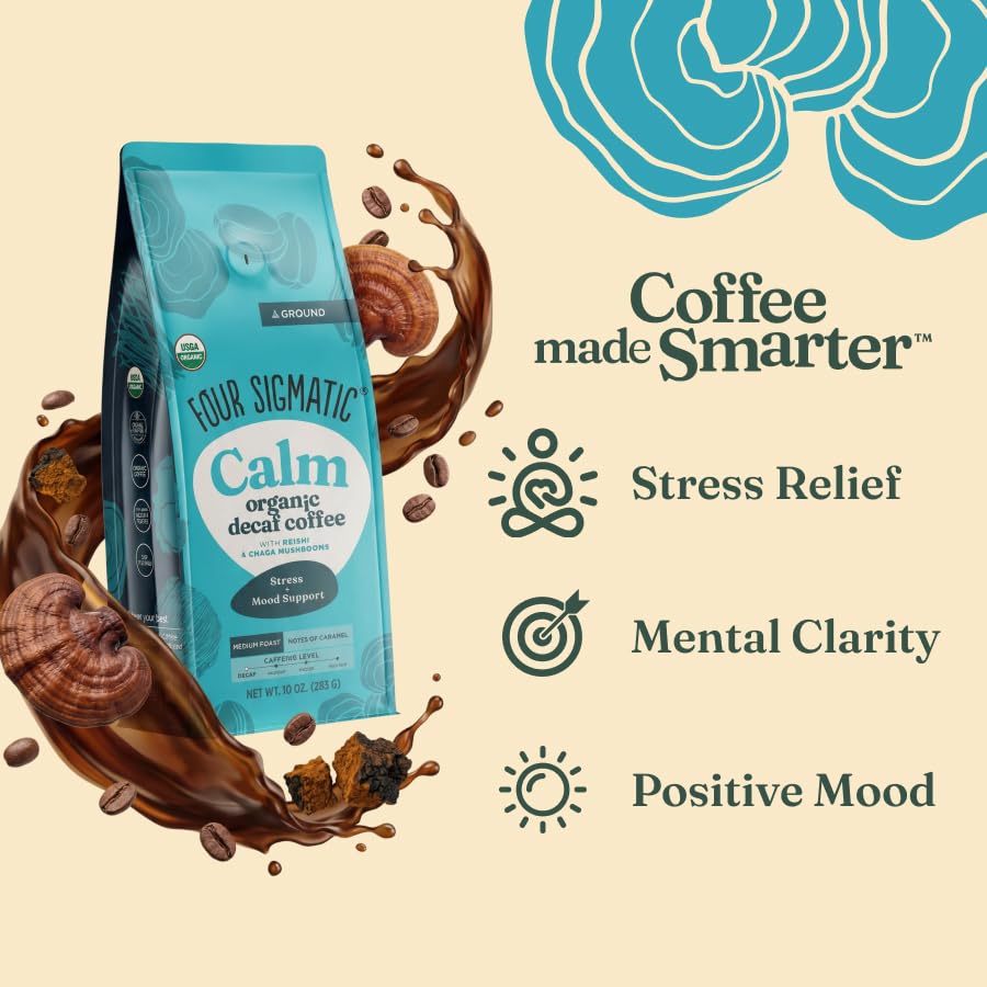 Four Sigmatic Gut Health Organic Ground Coffee | Medium Roast, Immune Boosting Probiotic Mushroom Coffee with Chaga & Turkey Tail for Gut Health & Immune Support | 12oz Bag