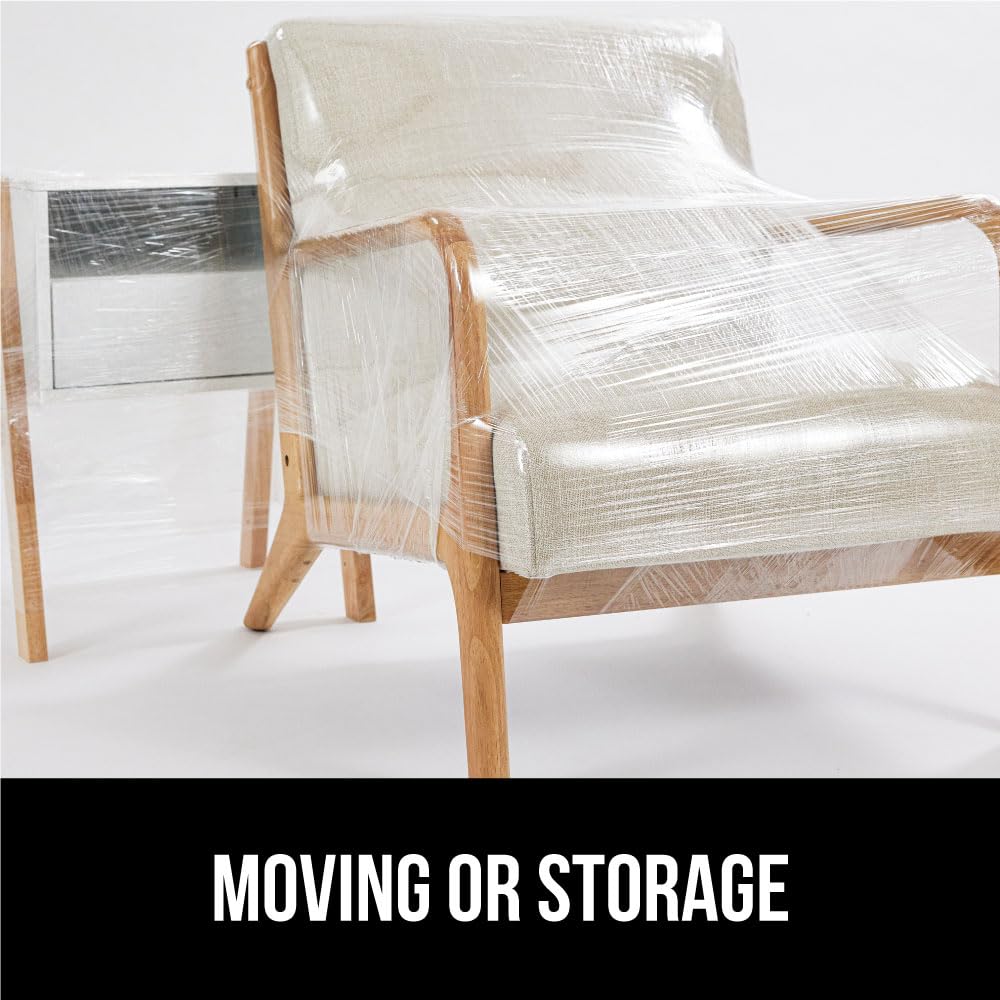GORILLA GRIP 500% Stretch Film Heavy Duty Plastic, 1000ft Shrink Wrap Roll 17" Puncture Resistant, Industrial Strength for Shipping, Pallet Storing, Moving, Packing Furniture Protection 1 Pack Clear