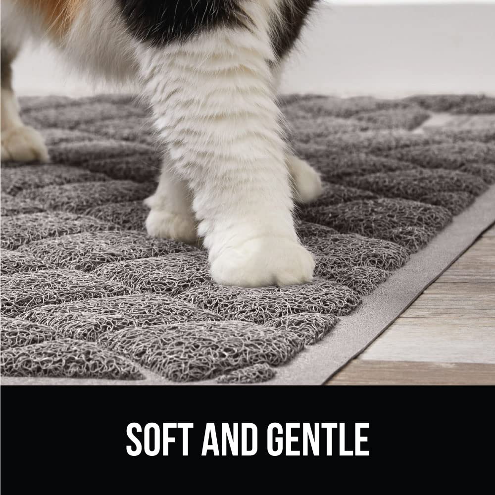 GORILLA GRIP Cat Litter Box Mat, Water Resistant, US Designed Kitty Litter Trapping Mats, Easy to Clean, Scatter Control, Less Mess and Clean Floors, Kitten Supplies for Indoor Cats, 24x17 Grey