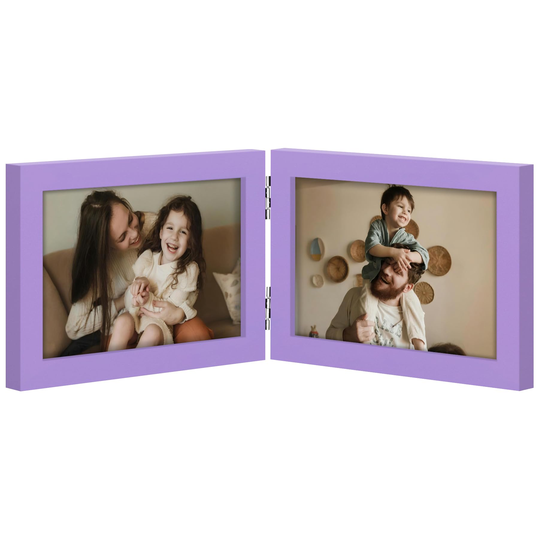 decorUhome Double 4x6 Picture Frame Vertical, Engineered Wood Bifold Photo Frame with Plexiglass for Tabletop Display, 4x6, Black