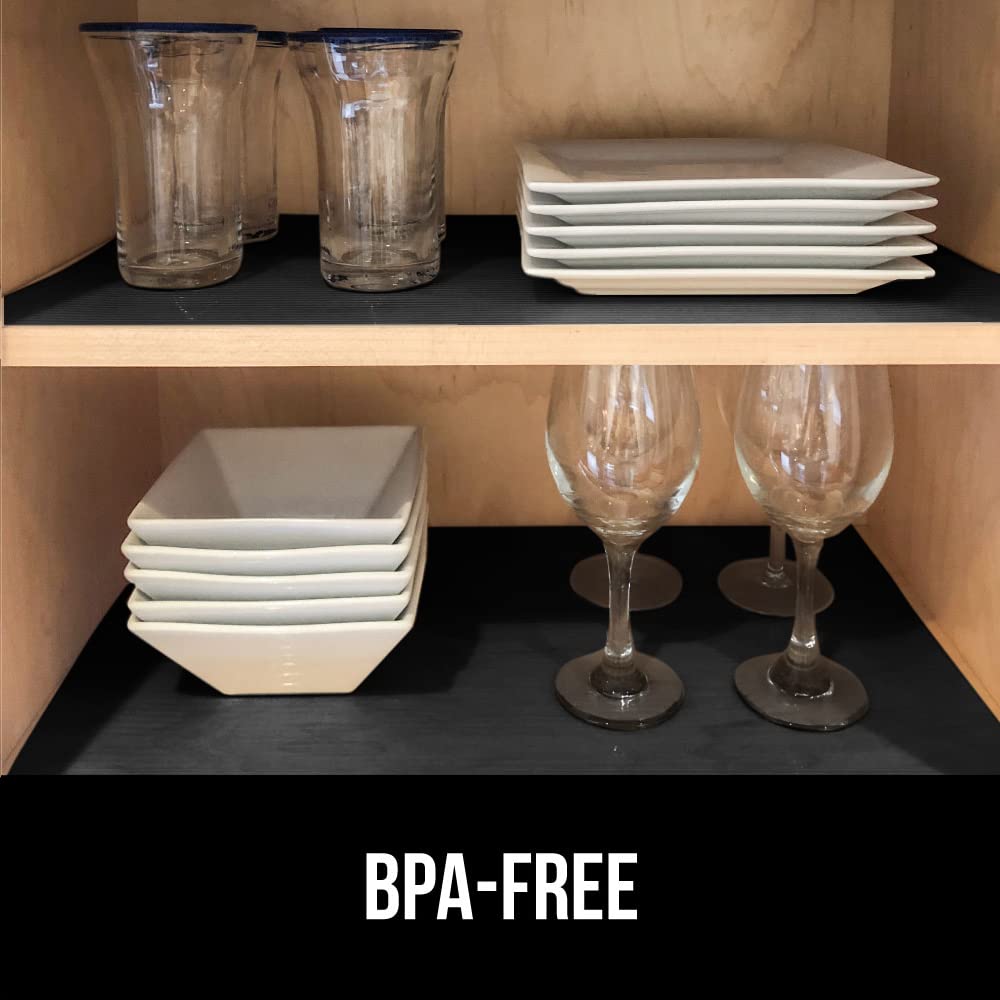 GORILLA GRIP DuraGuard Shelf Liner, Non-Adhesive Cabinet Liners for Kitchen Drawers, Shelves, Refrigerator, Pantry Storage, Bathroom Closet, Durable Waterproof BPA Free Ribbed Plastic, 12x20 Clear