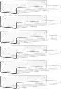 upsimples 6 Pack Acrylic Shelves for Wall Storage, 15" x 4“ Floating Bookshelves for Kids, Display Shelf Organizer for Bathroom, Bedroom, Living Room, Kitchen, Room Decor, Clear