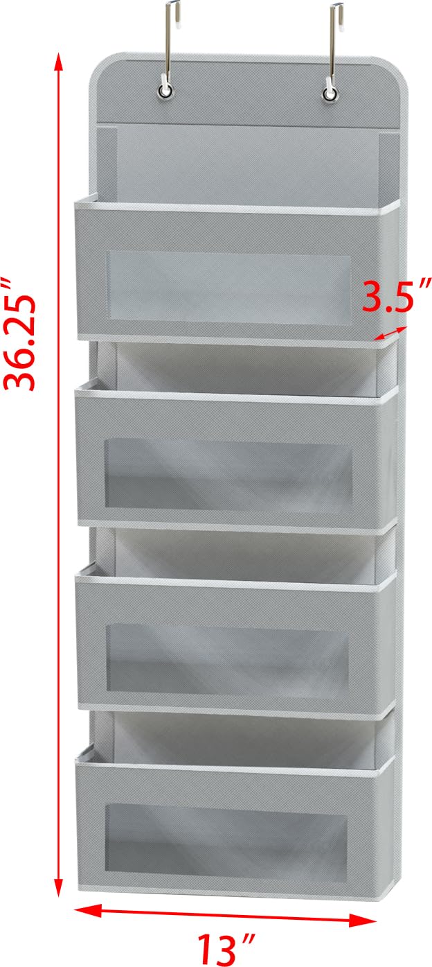 Simple Houseware 6 Clear Window Pocket Over Closet Door Storage Hanging Organizer for Bedroom, Bathroom, Pantry, Beige