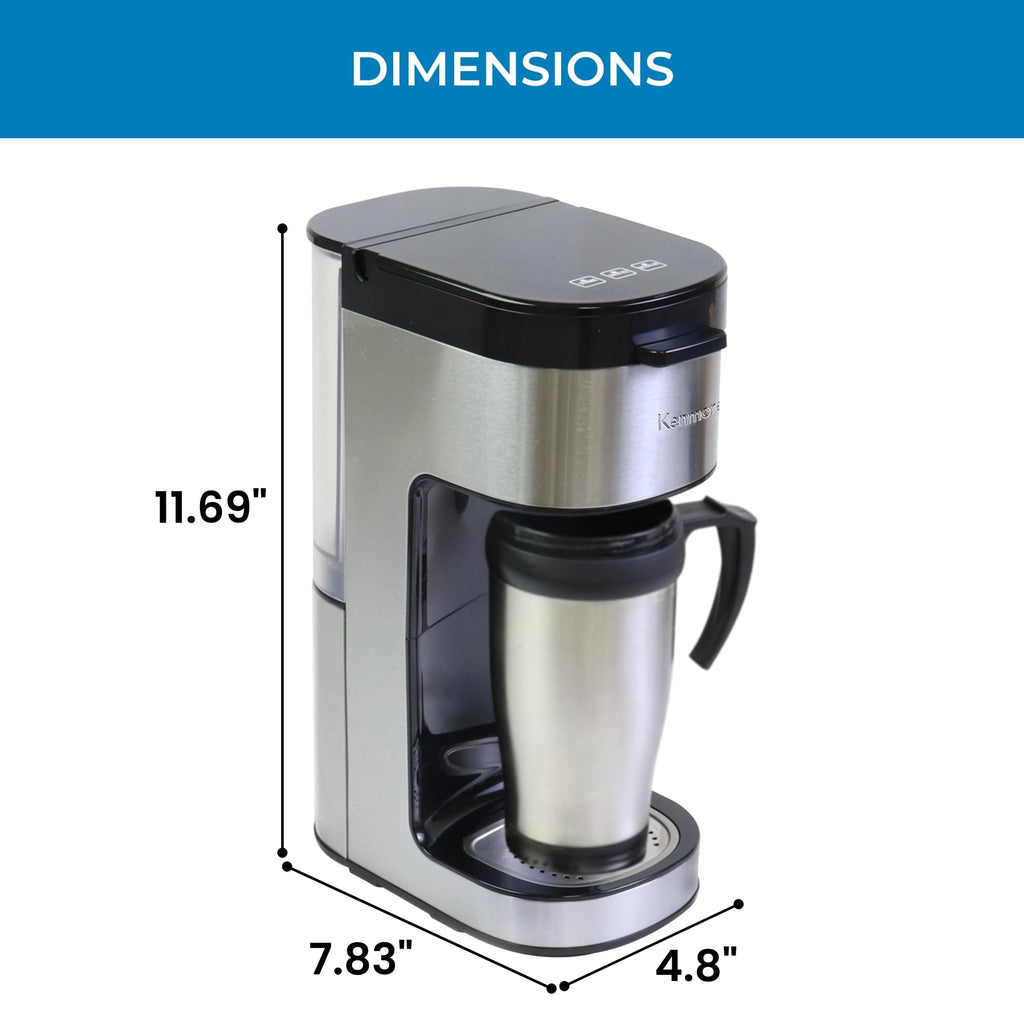 Kenmore Drip Coffee Maker - Programmable Cafe Machine With Glass Pot, Regular & Bold Brew, Auto Shut Off Large Water Reservoir, Reusable Filter, Kitchen Appliances For Cafeteria Barista, 12 Cup Black