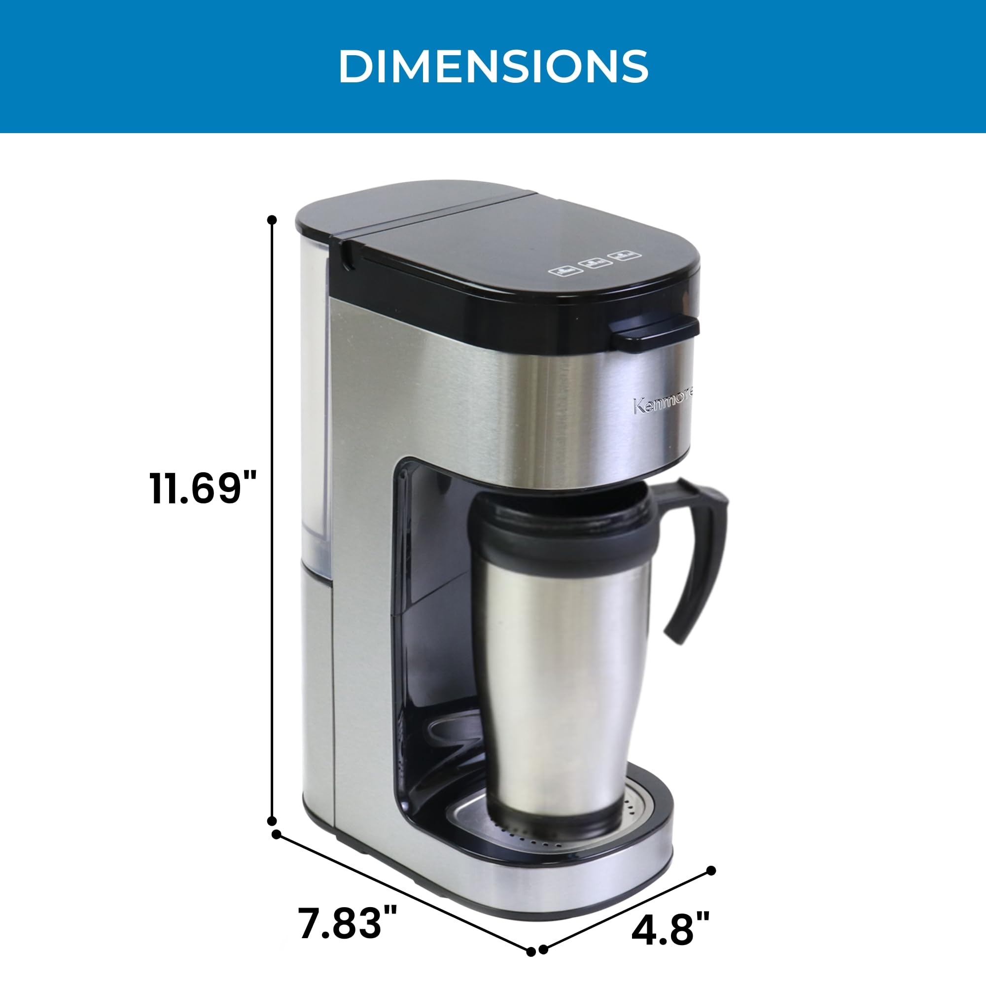 Kenmore Drip Coffee Maker - Programmable Cafe Machine With Glass Pot, Regular & Bold Brew, Auto Shut Off Large Water Reservoir, Reusable Filter, Kitchen Appliances For Cafeteria Barista, 12 Cup Black